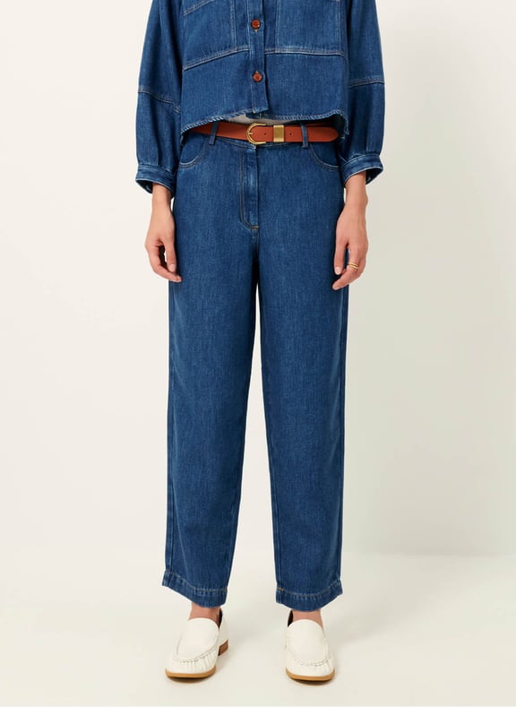 Jean carotte taille haute nica Bleu by SESSUN SESSUN Jean carotte taille haute nica Bleu