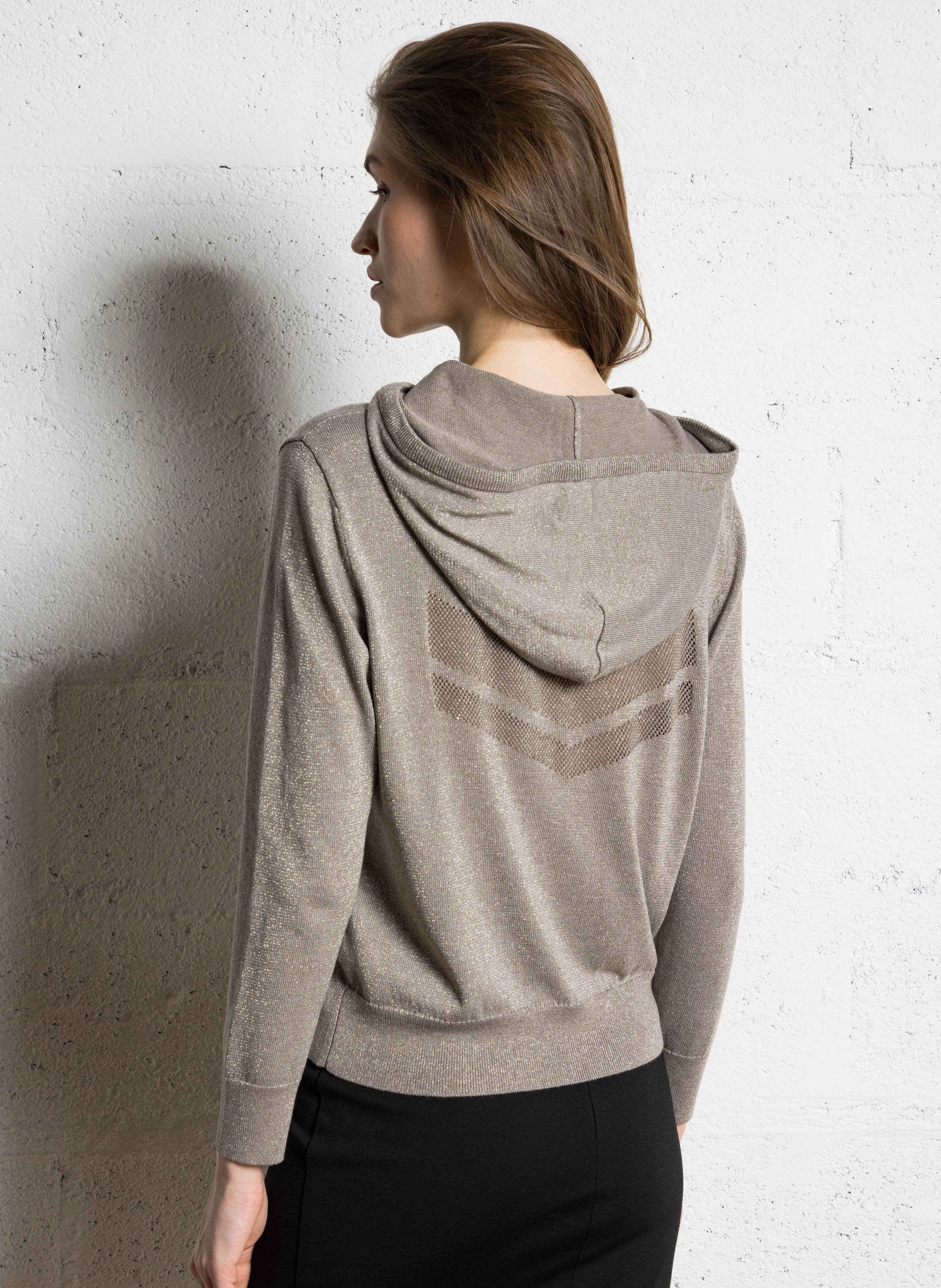 Cardigan à capuche zippé IKKS Beige