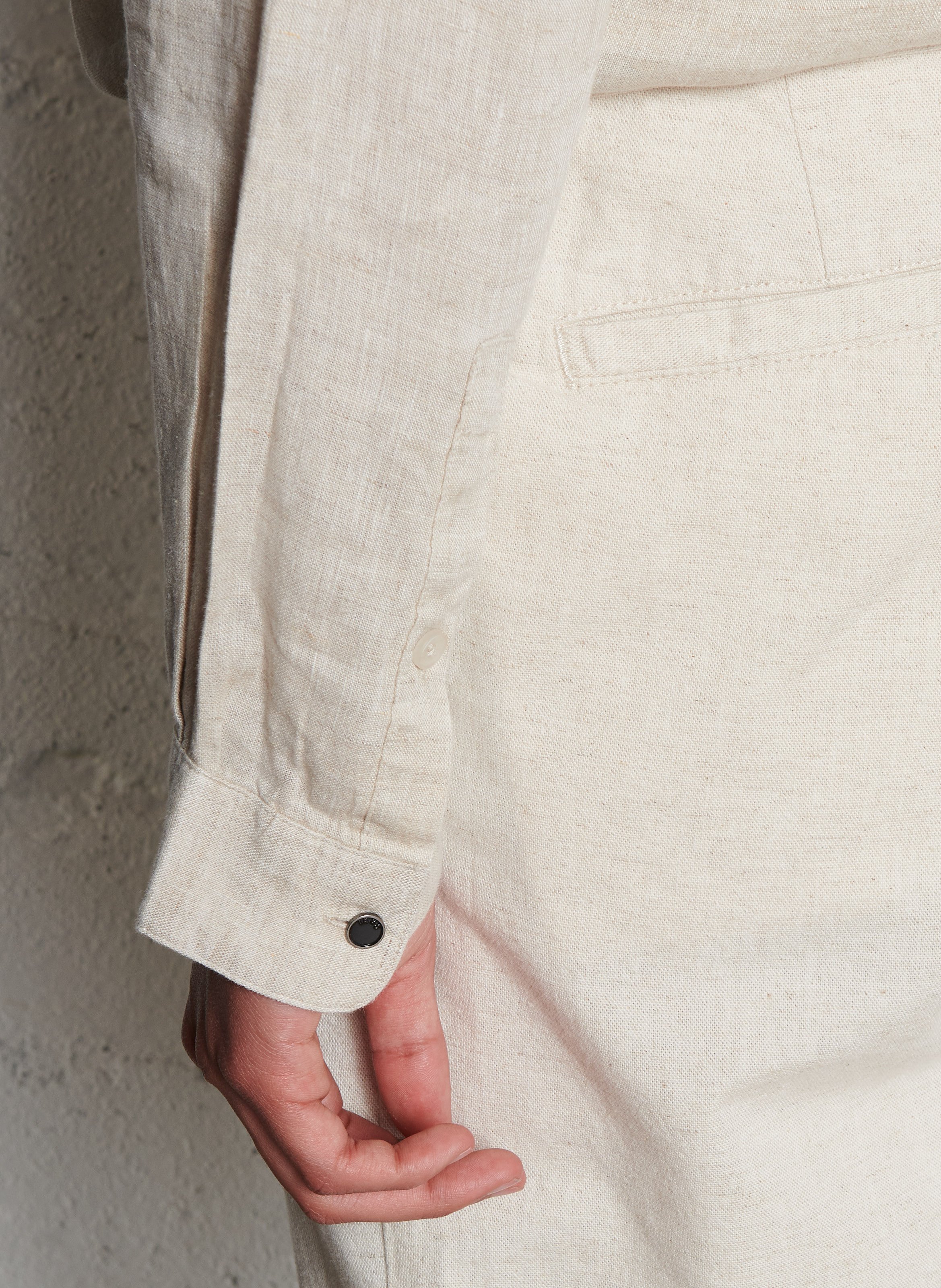 Chemise slim-fit en lin IKKS Beige