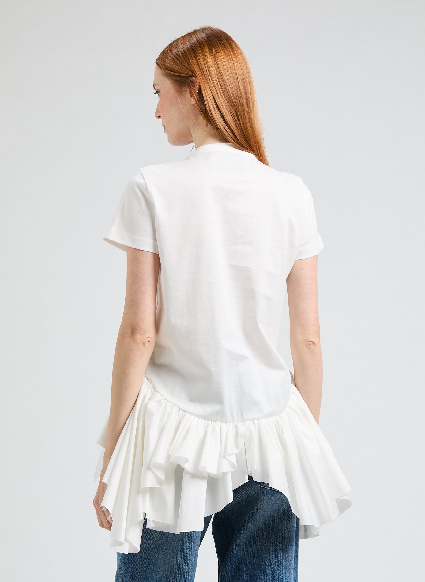 T-shirt à volants et ourlets MARQUES ALMEIDA Blanc