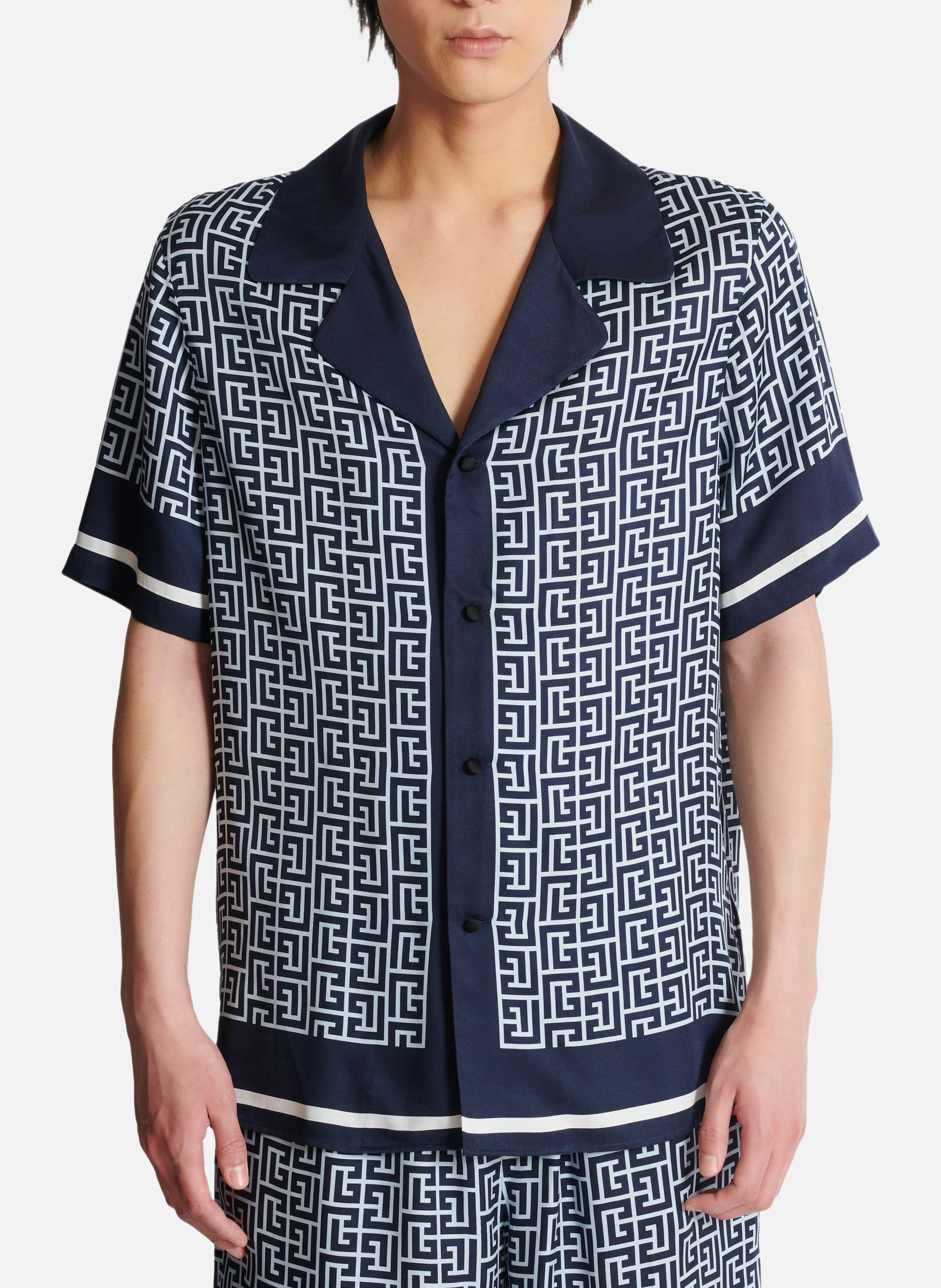 Chemise pyjama monogrammée BALMAIN Bleu
