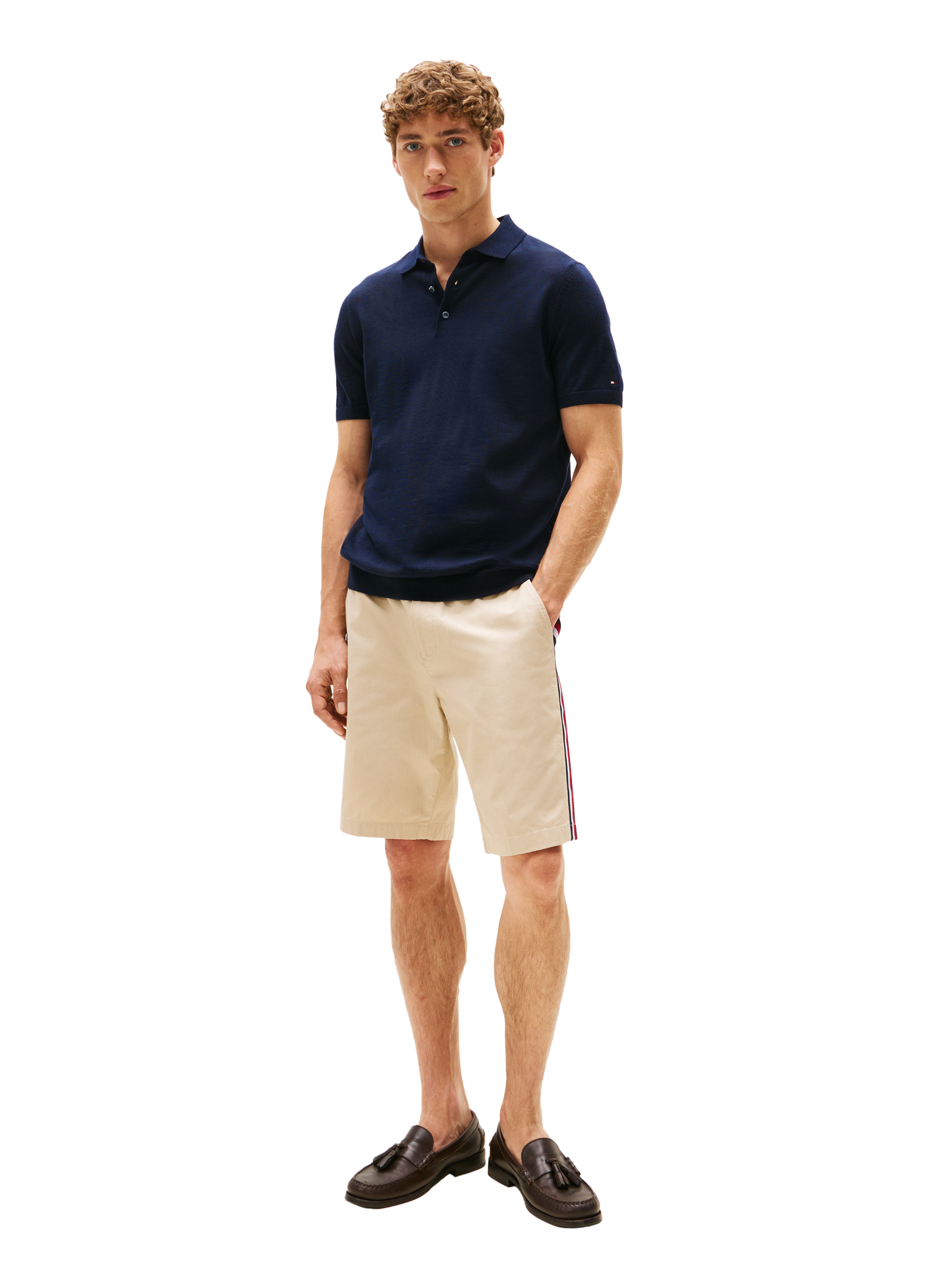 Short-sleeved wool polo TOMMY HILFIGER Blue
