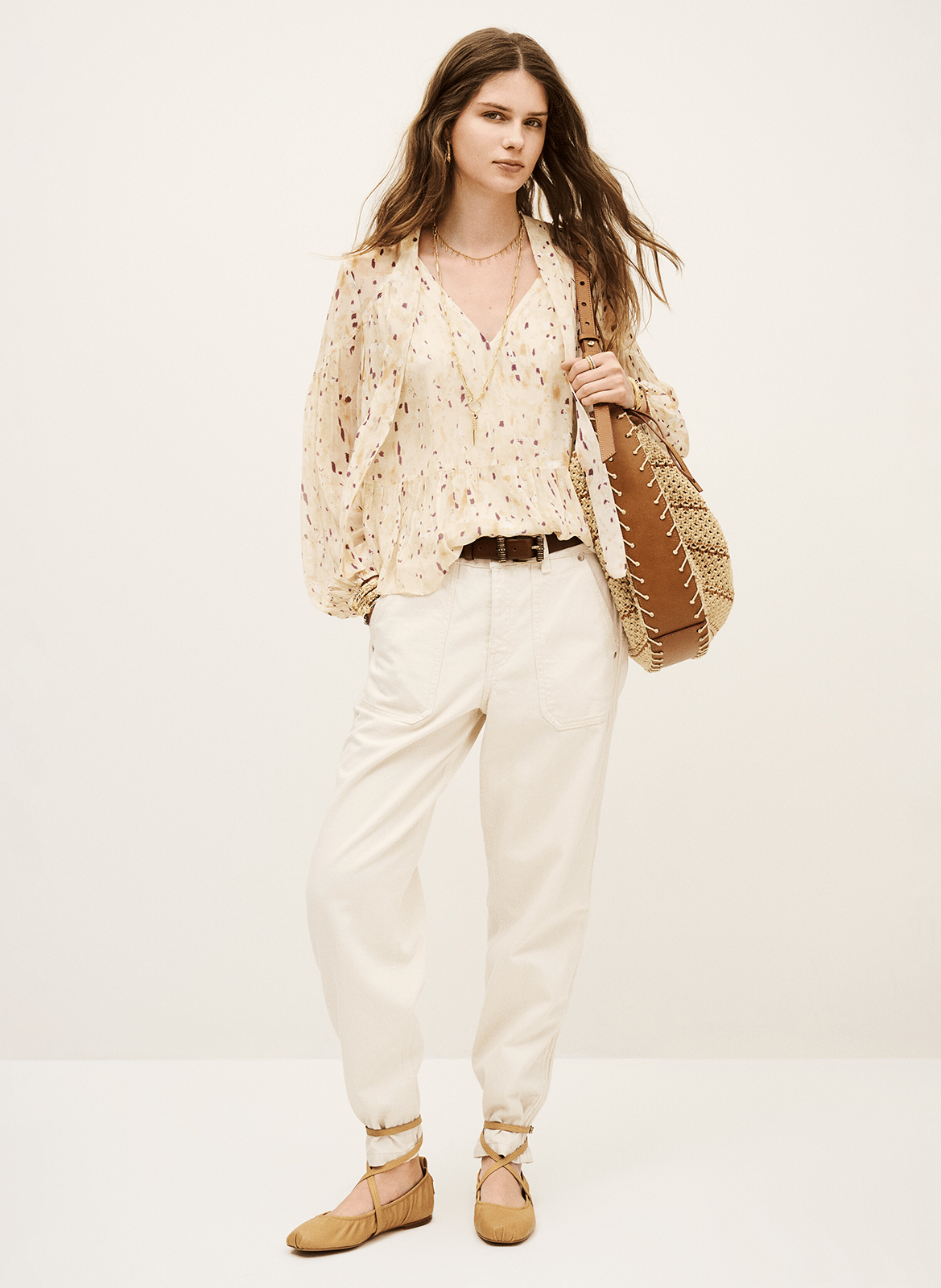 Blouse droite imprimée kamala BA&SH Beige