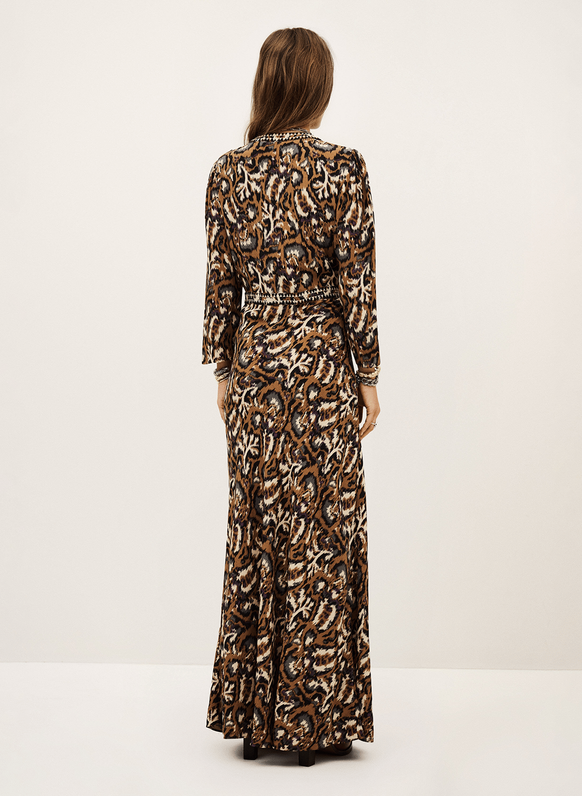 Robe longue col v imprimée onoa BA&SH Orange