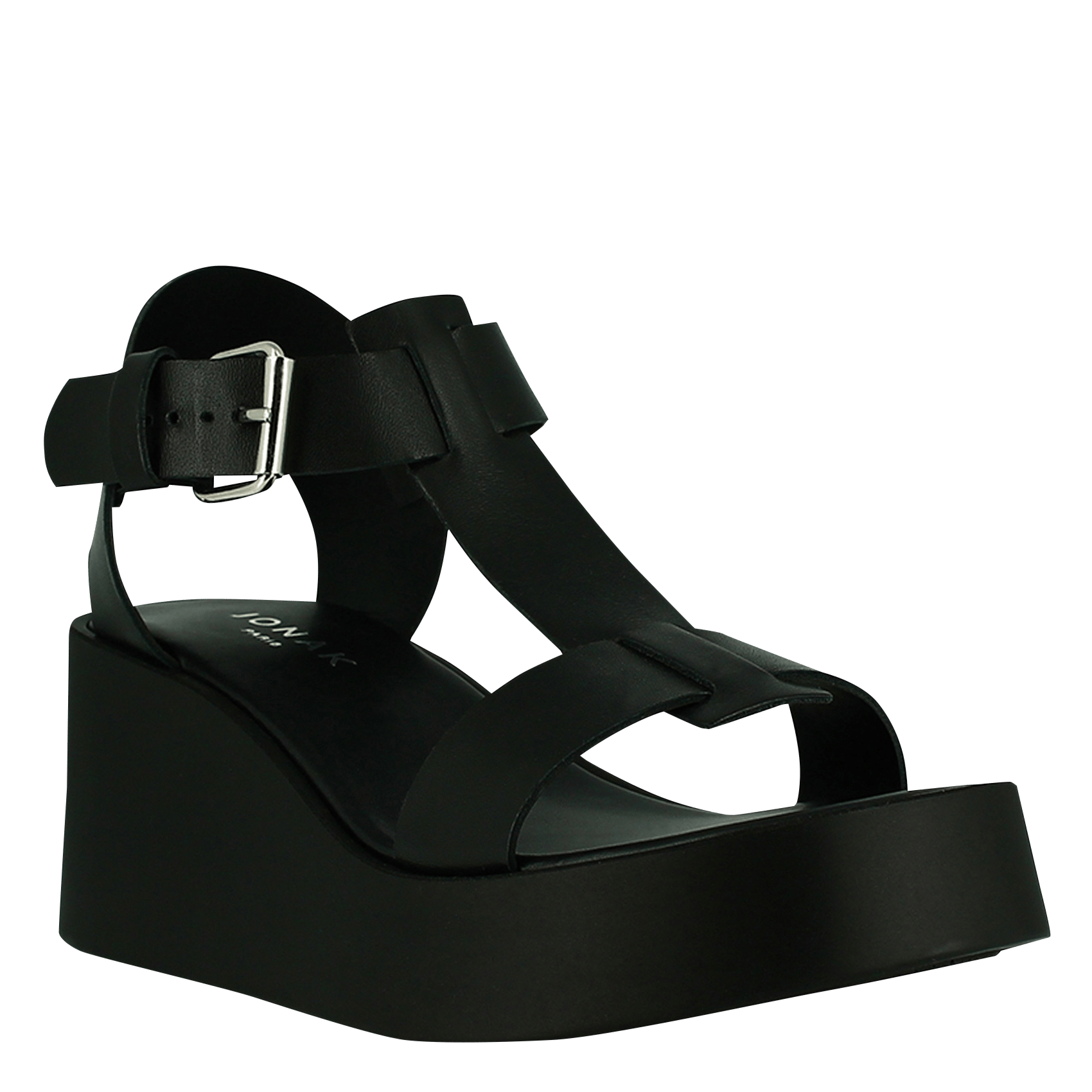 Sandales compensées en cuir estelle JONAK Noir