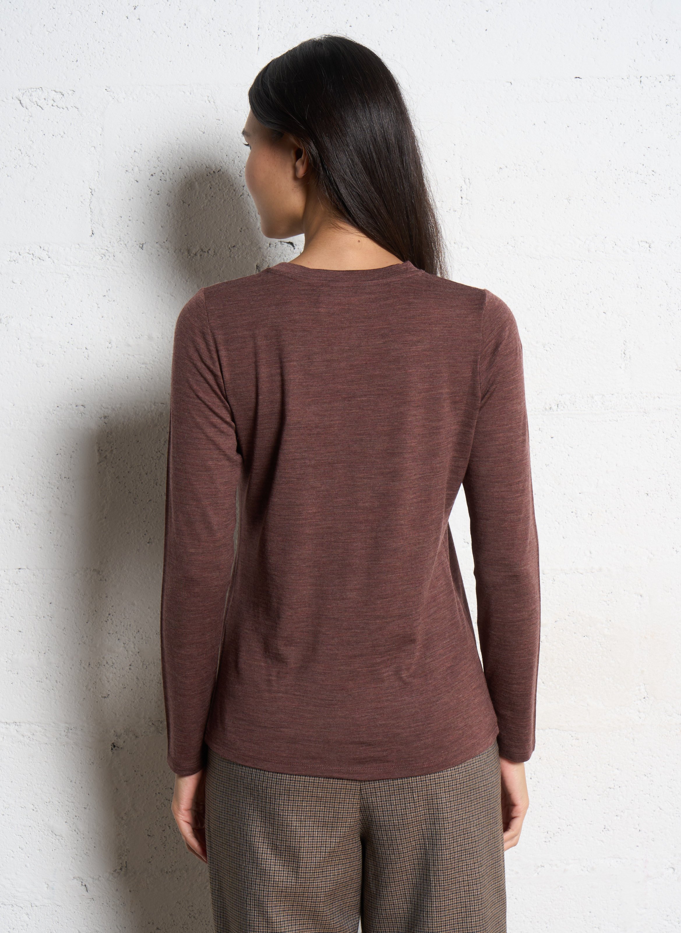 Tee-shirt col rond uni en laine faustine MAISON 123 Violet