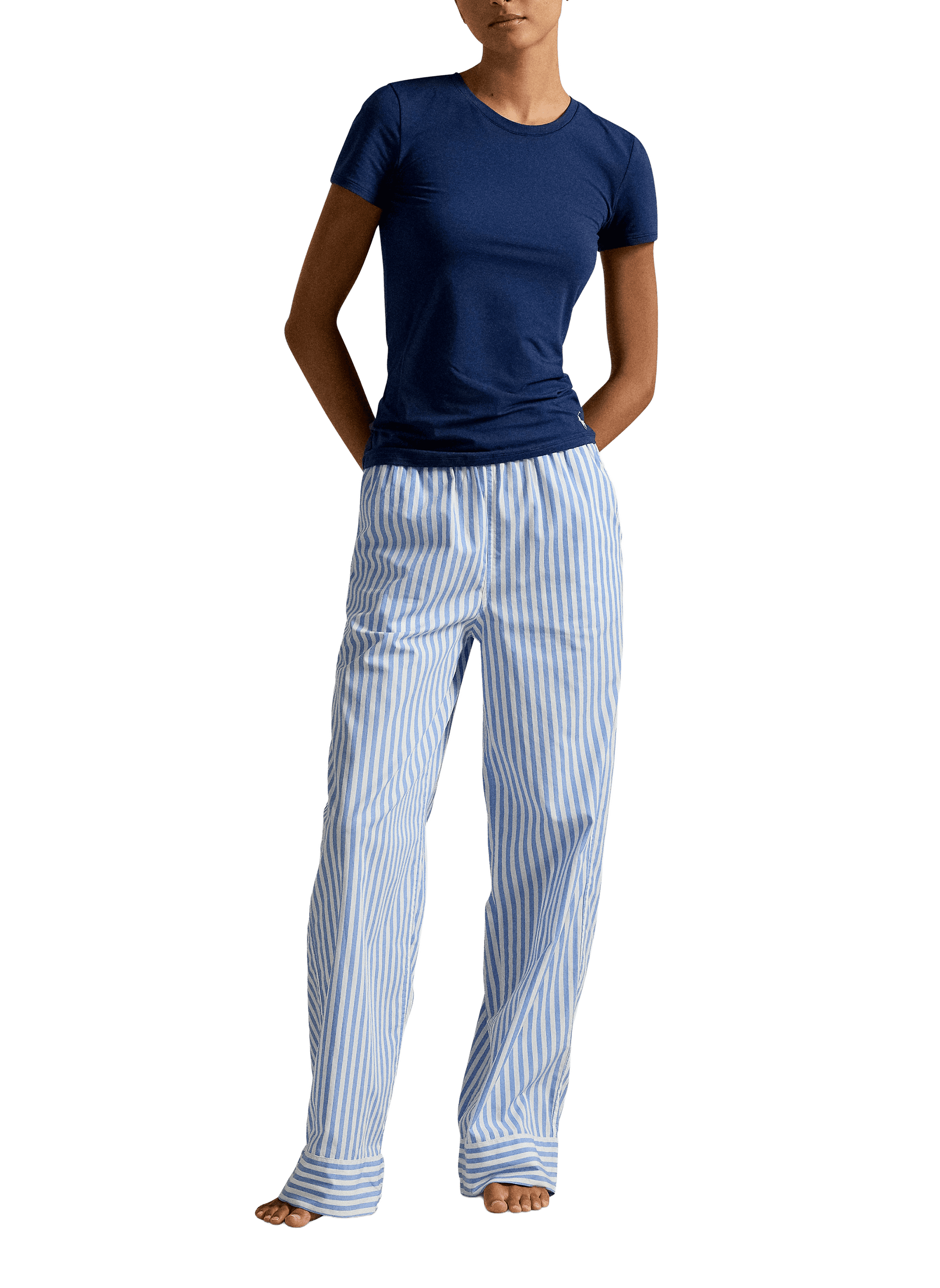 Pantalon de pyjama rayé en coton POLO RALPH LAUREN Bleu