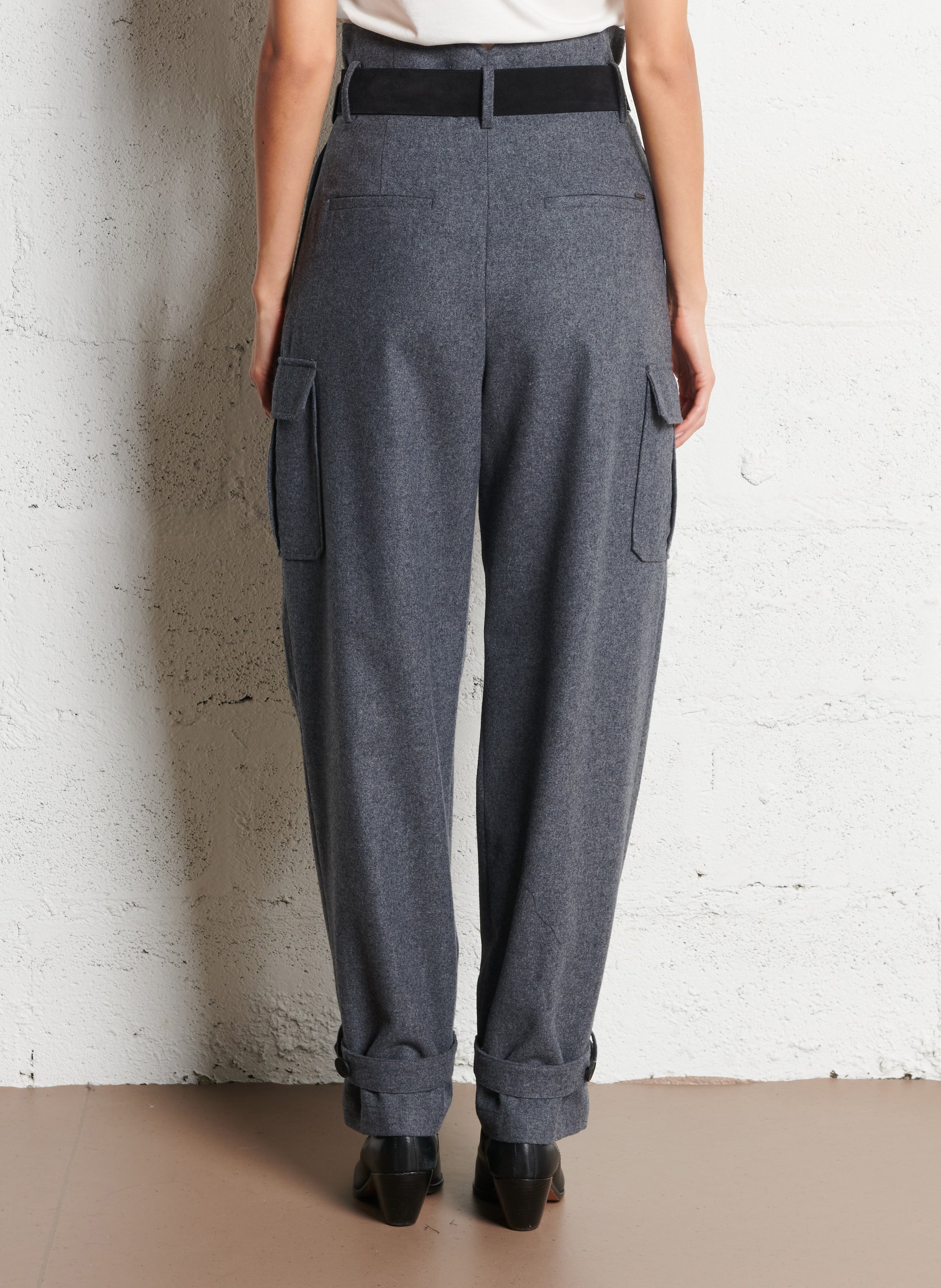 Pantalon droit en laine mélangée IKKS Gris