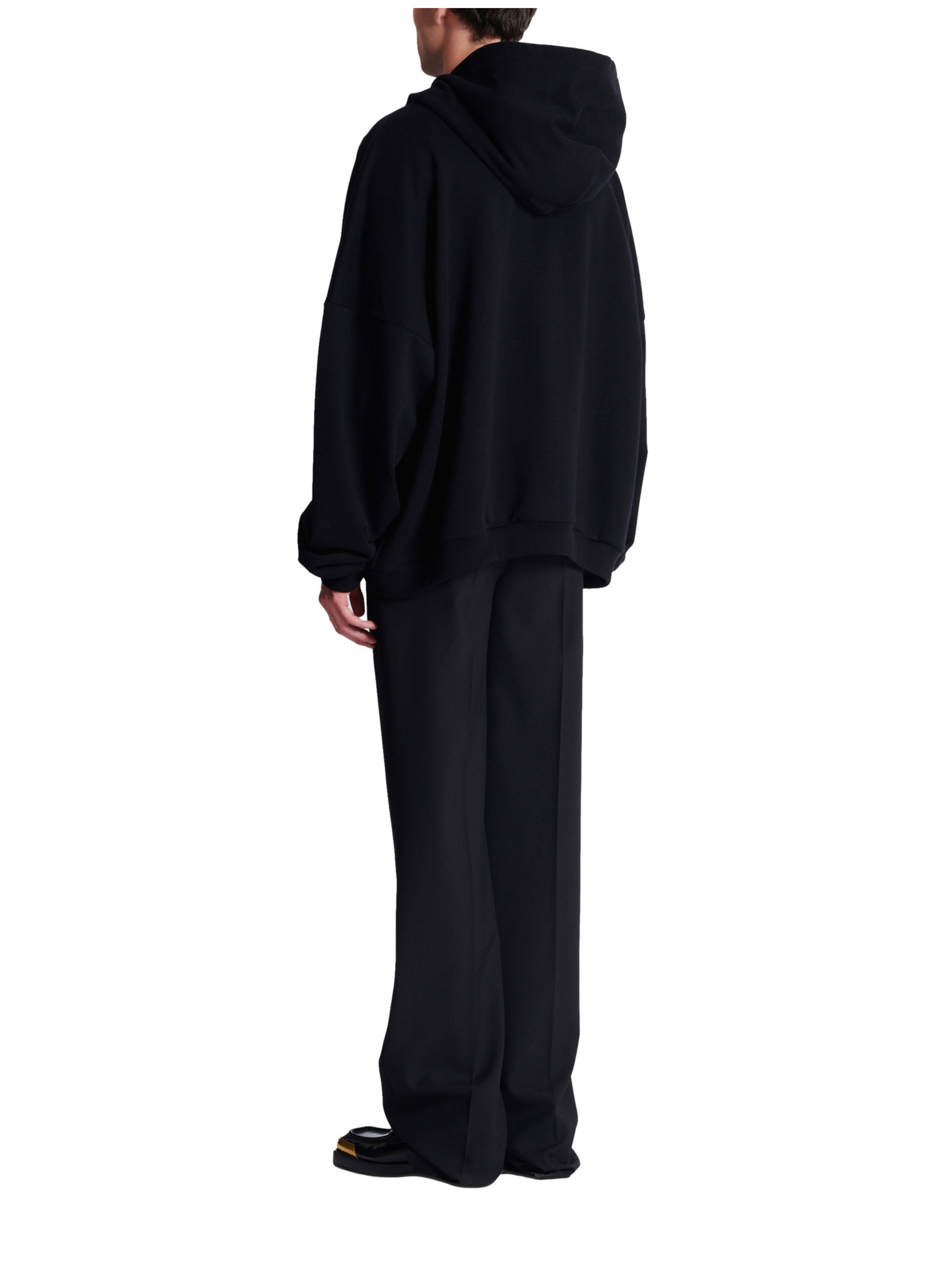 Hoodie avec broderie à cristaux BALMAIN Noir