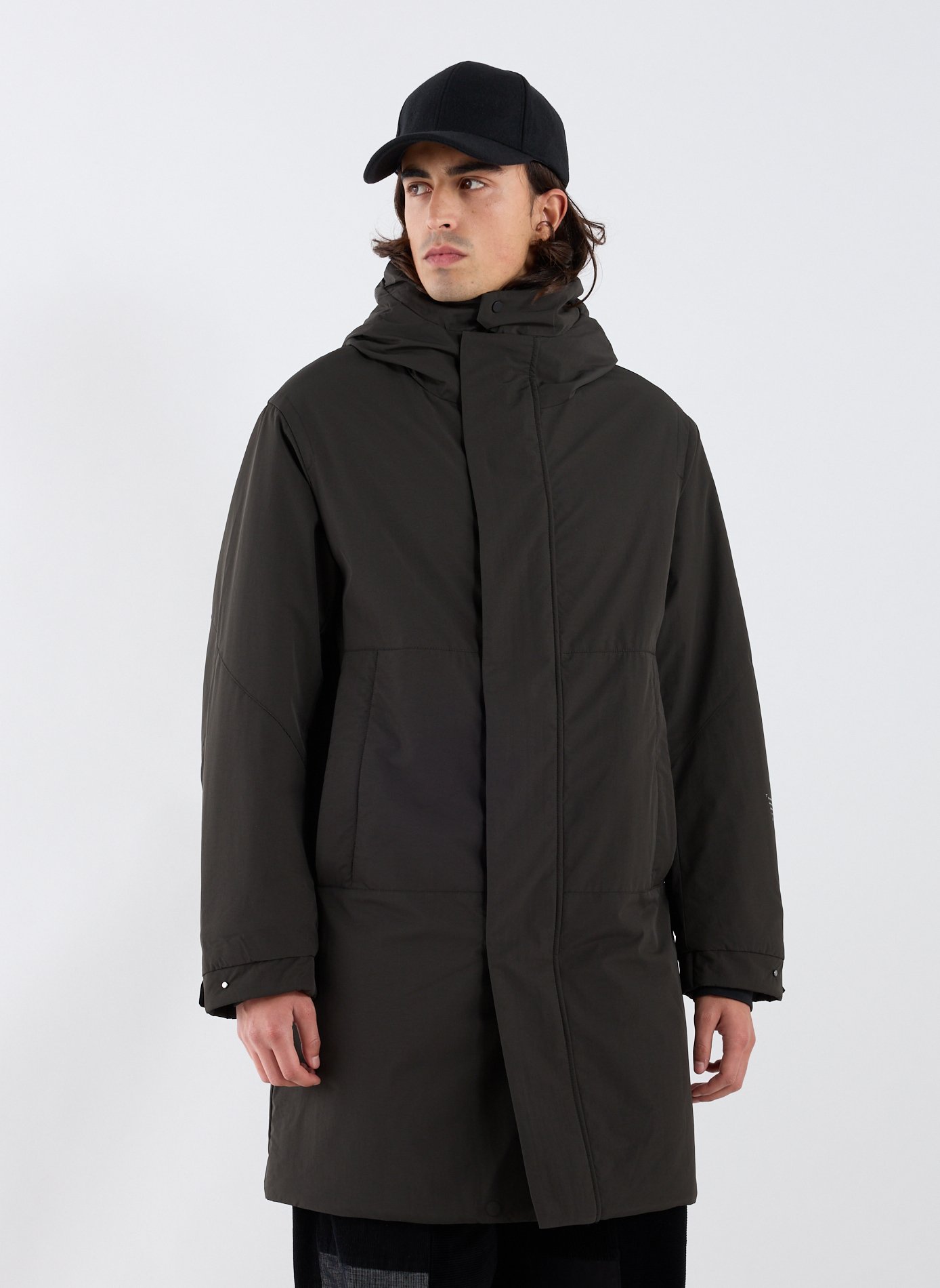 Mid-length hooded jacket KRAKATAU Khaki