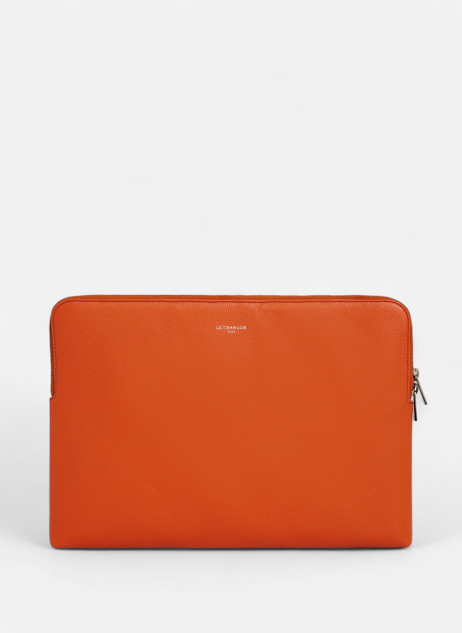 Pochette ordinateur 14" en cuir grainé LE TANNEUR Orange