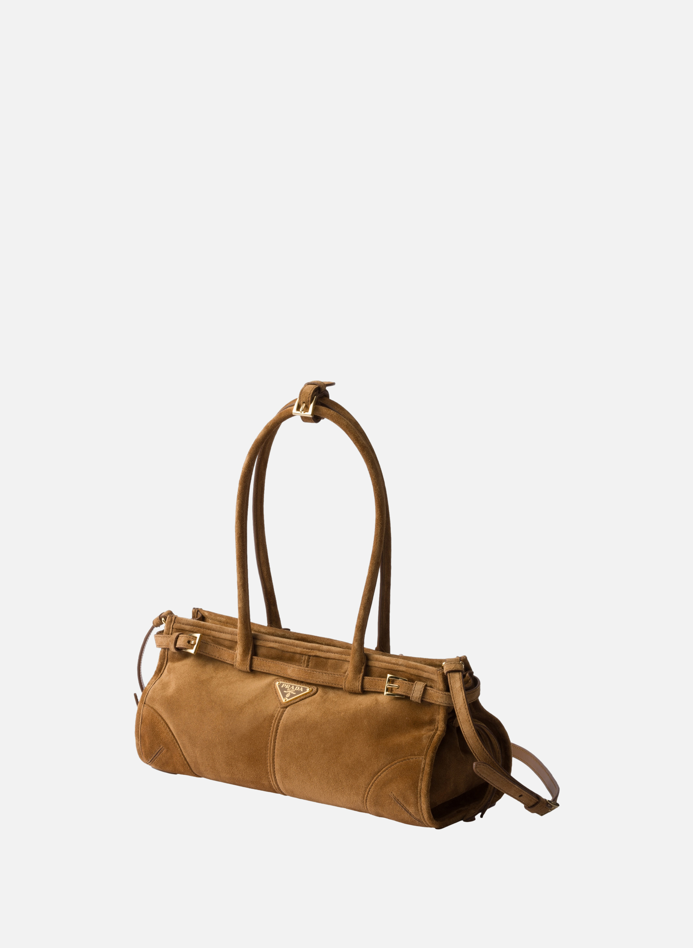 Sac à main prada bonnie en veau velours PRADA Marron