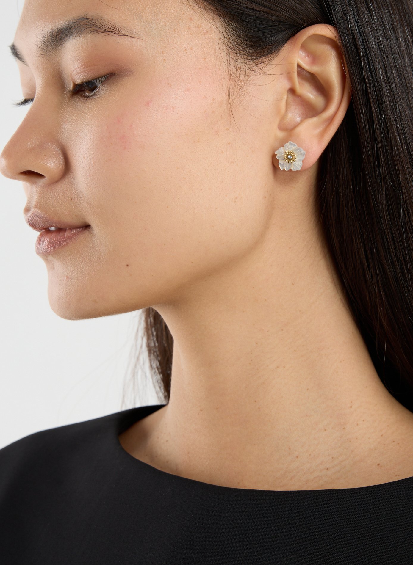 AU PRINTEMPS PARIS Boucles d'oreilles florales Blanc