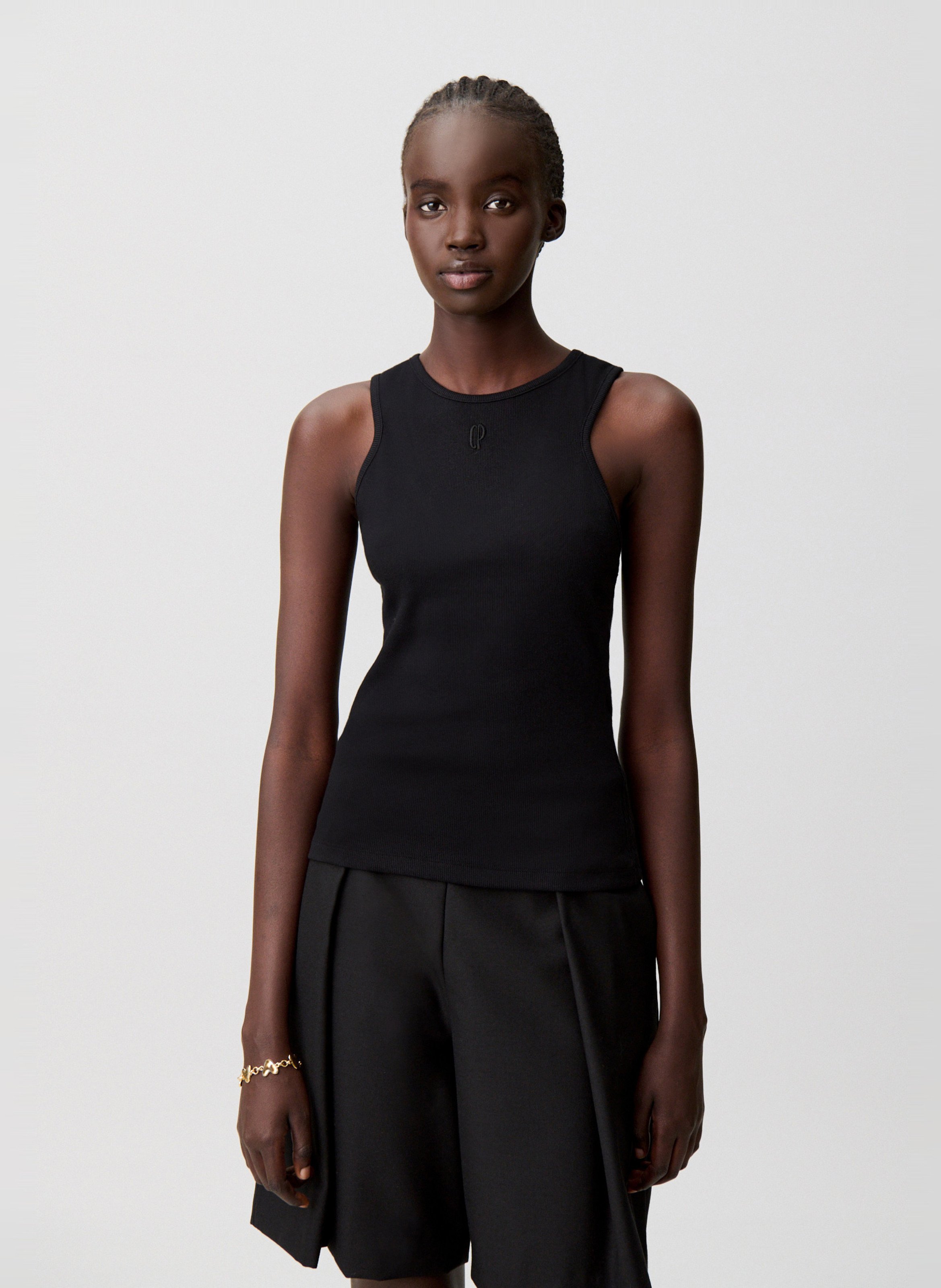 Débardeur col rond en coton mélangé CLAUDIE PIERLOT Noir