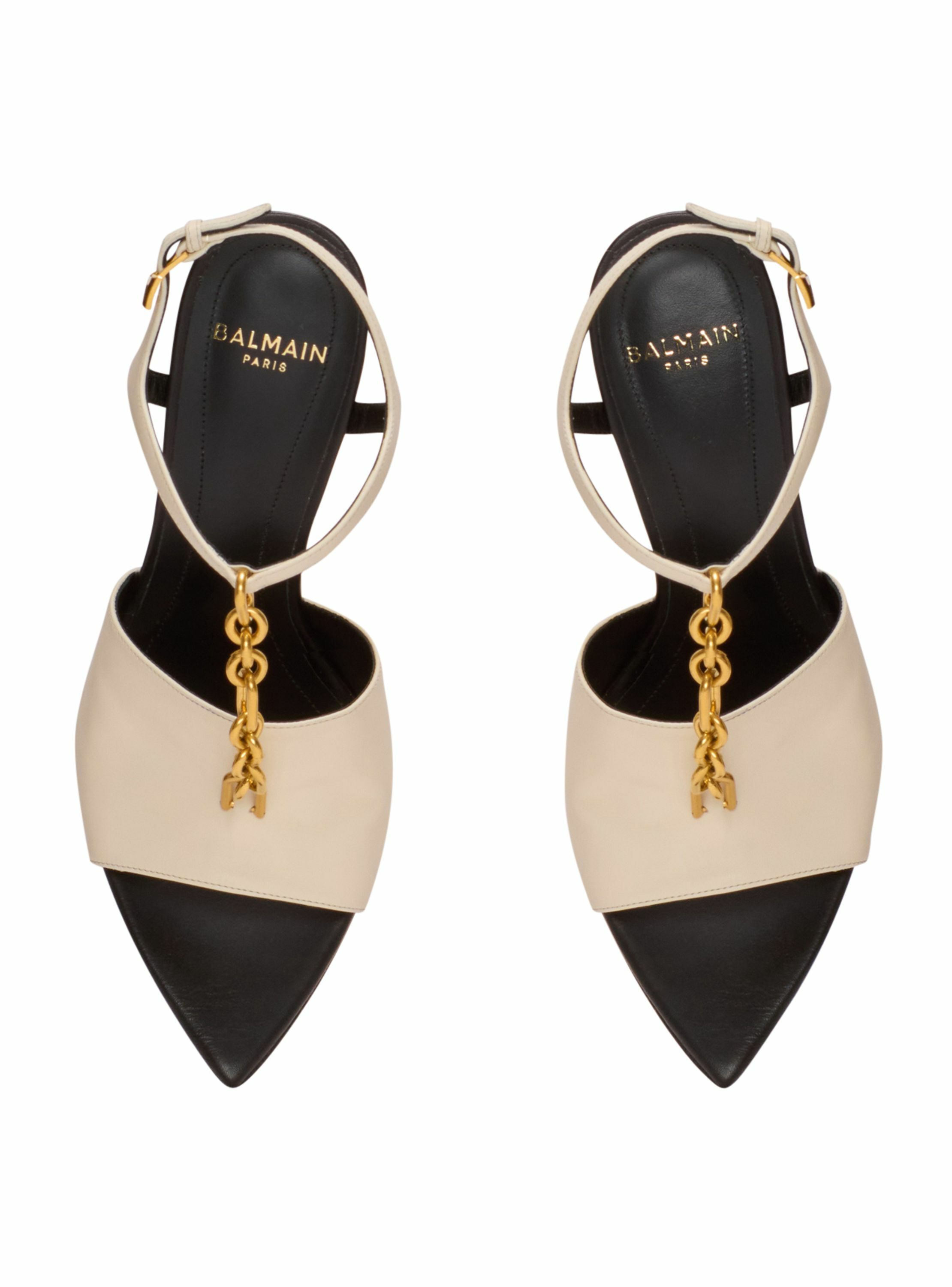 Sandales à talons sync en cuir BALMAIN Beige