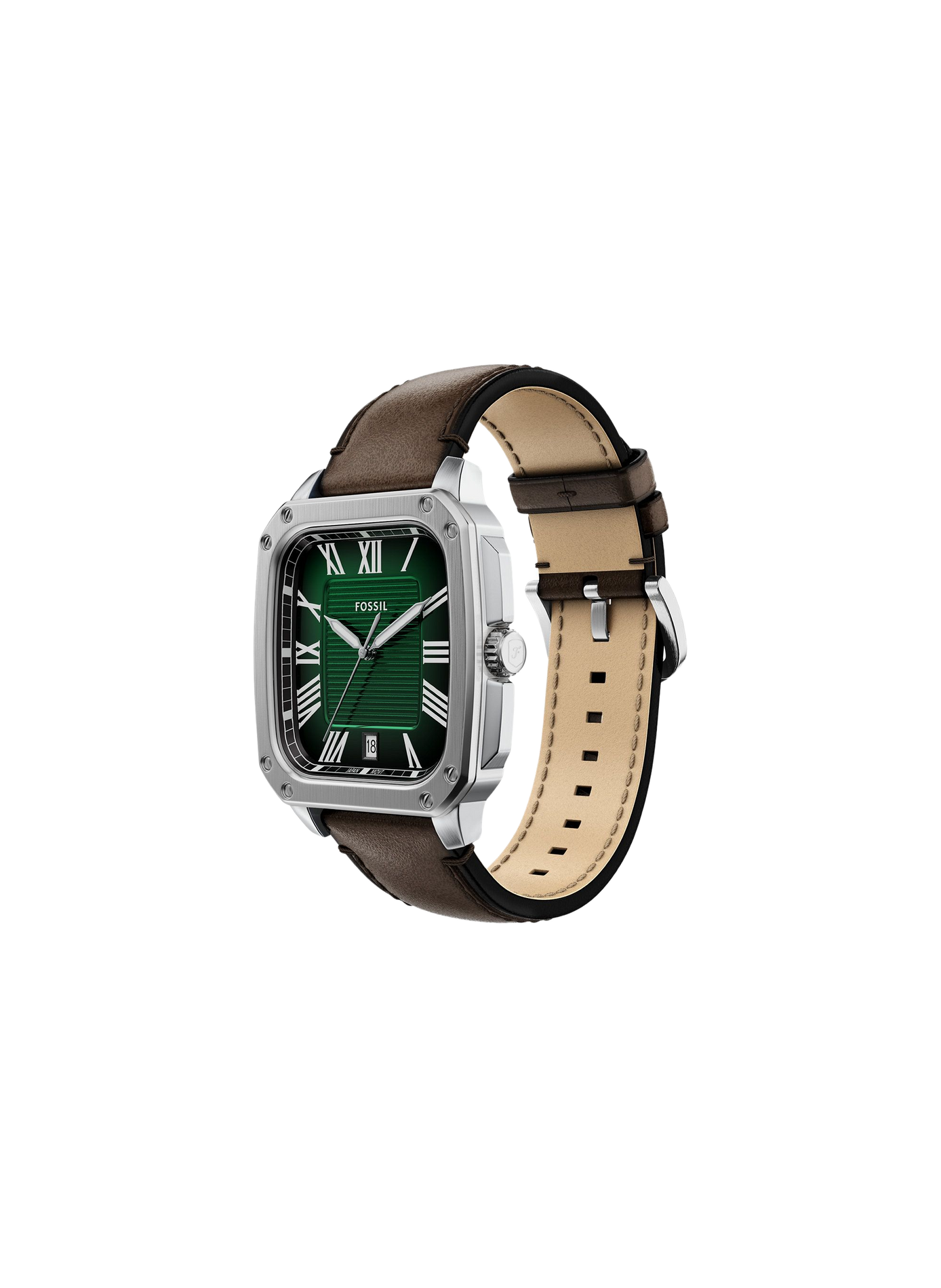 Montre Crossby bracelet en cuir FOSSIL Vert