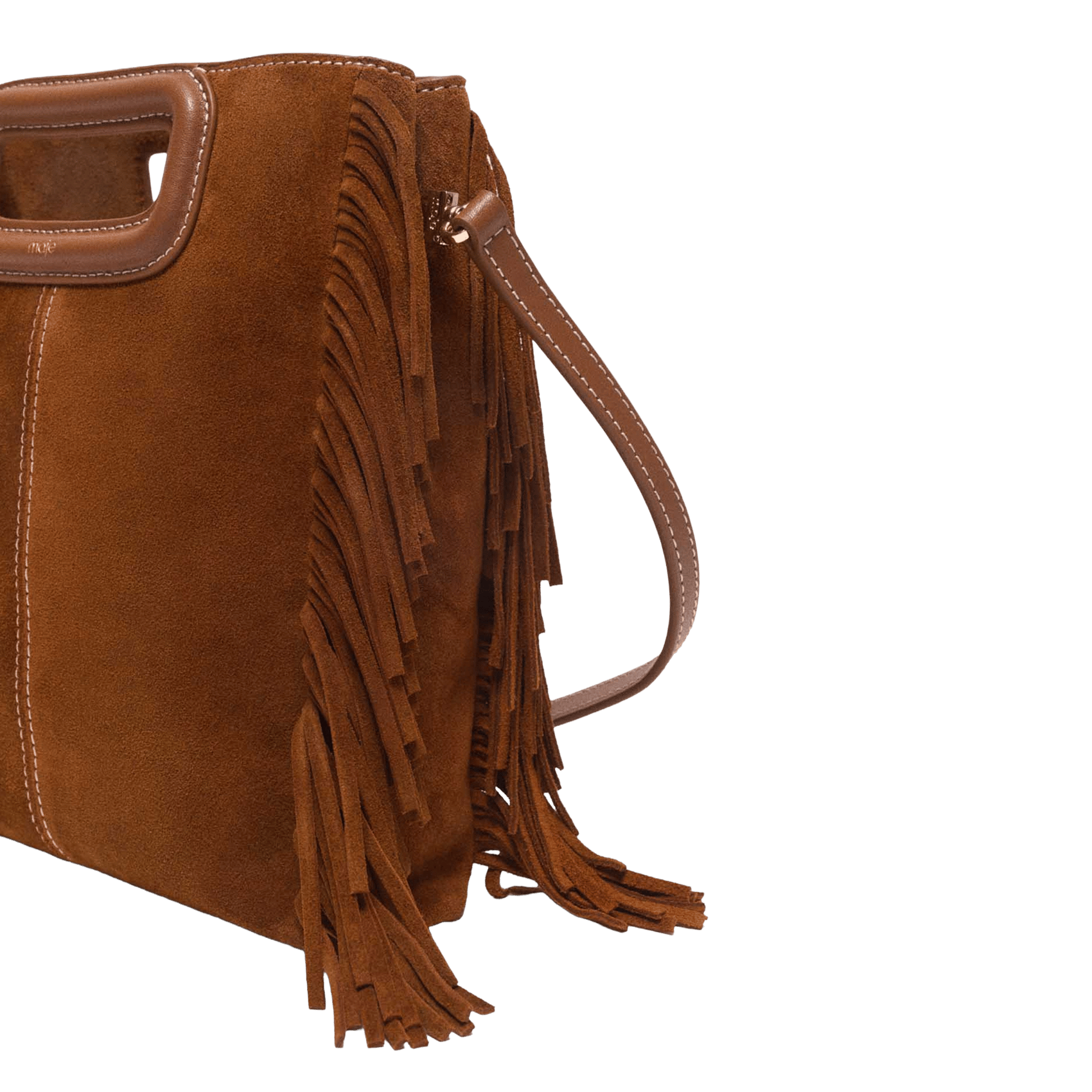 Charm de sac à franges et miroir MAJE Beige