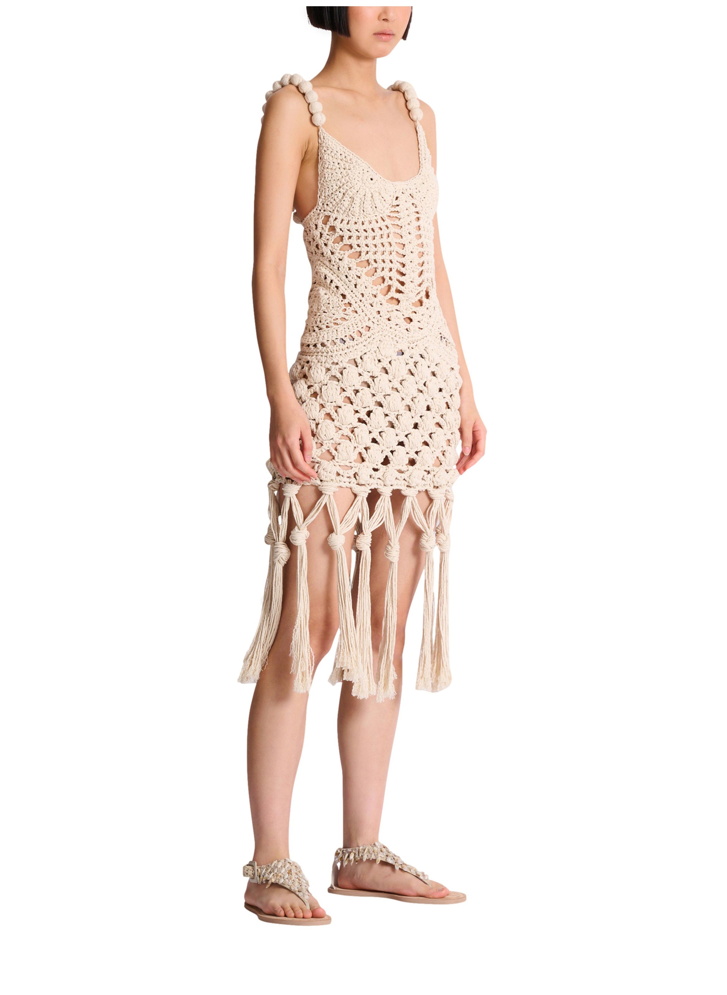 Robe en crochet BALMAIN Beige