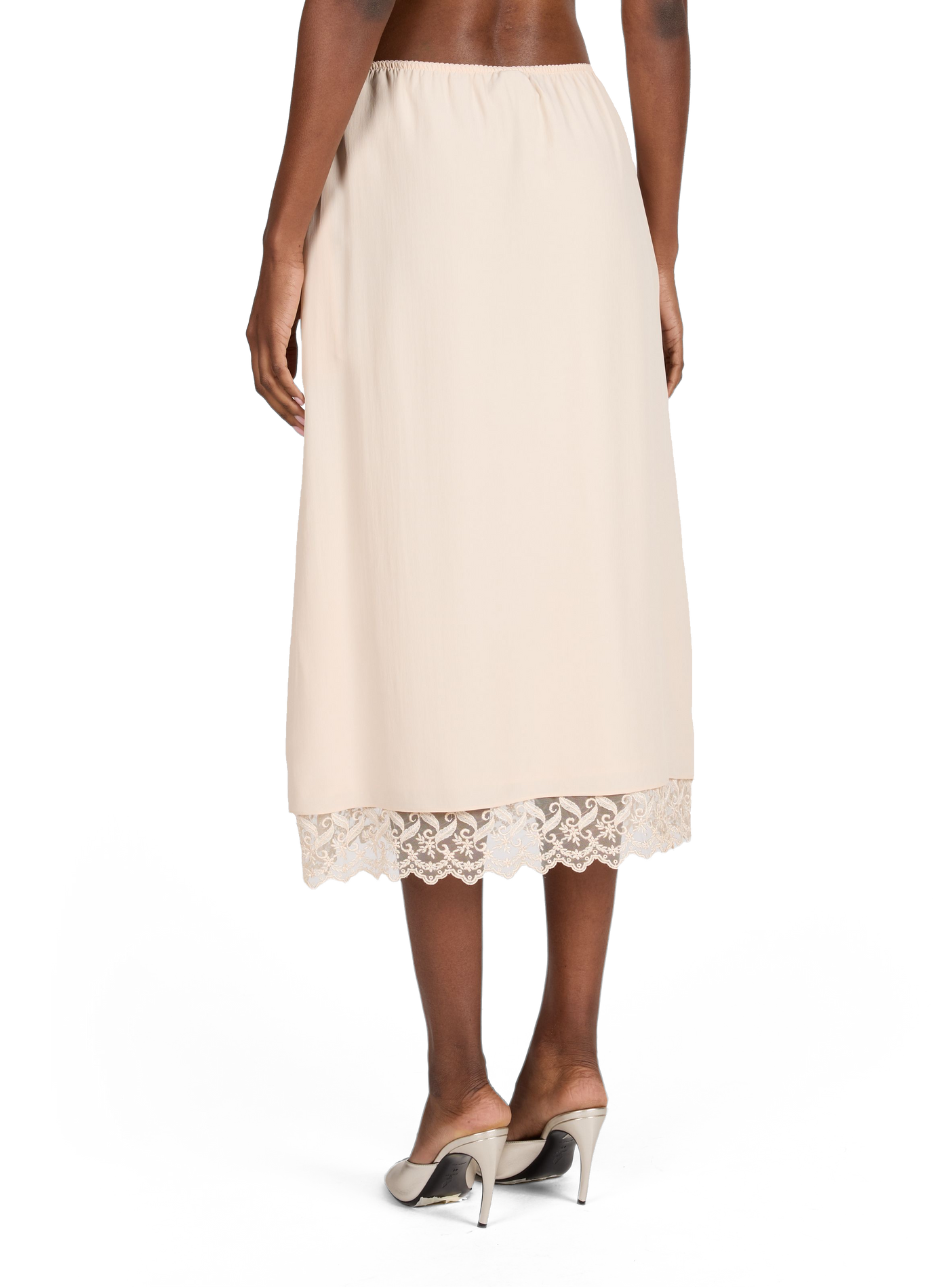 Satin lace midi skirt SIMONE ROCHA Beige