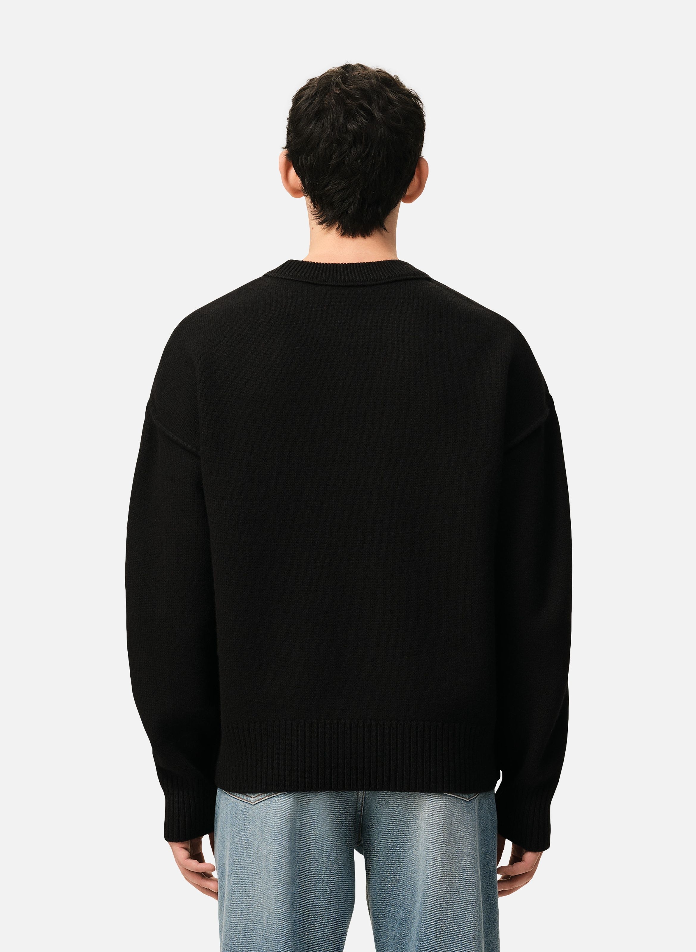 Pull Col Rond Ami De Coeur En Laine unisexe AMI PARIS Noir