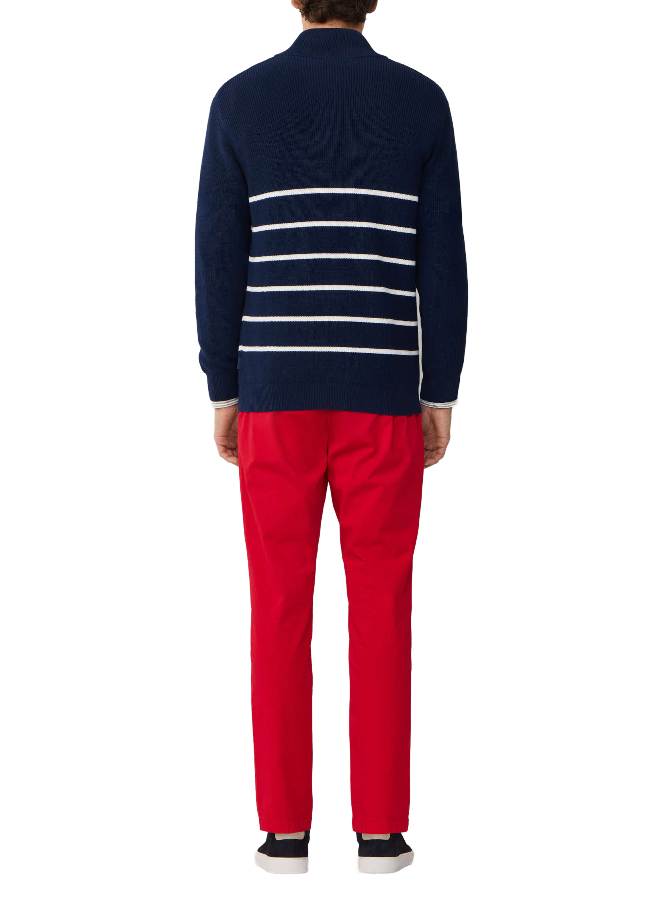 Striped cotton sweater with zip collar FACONNABLE Blue
