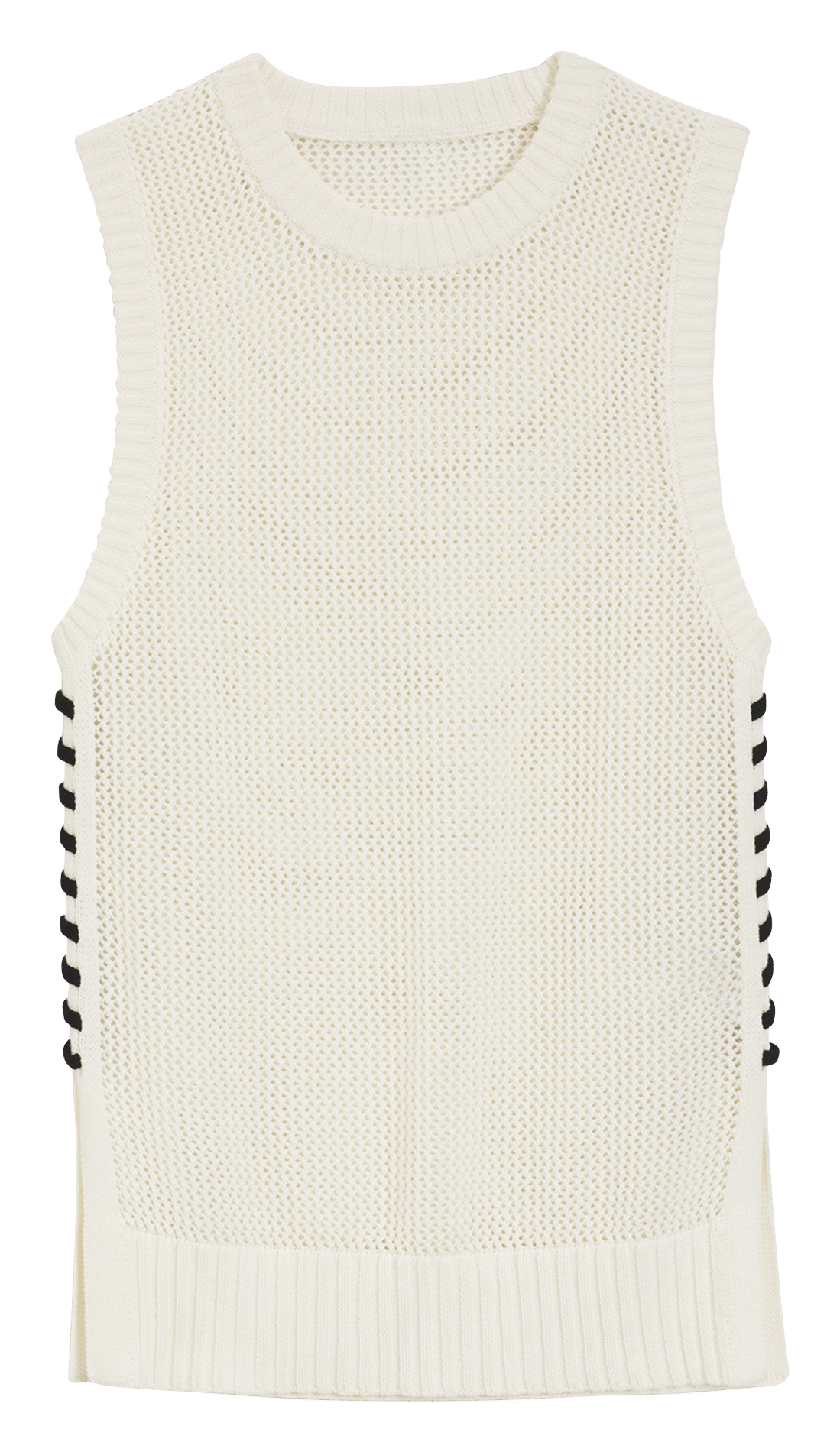 Top col rond en coton BOSS Beige