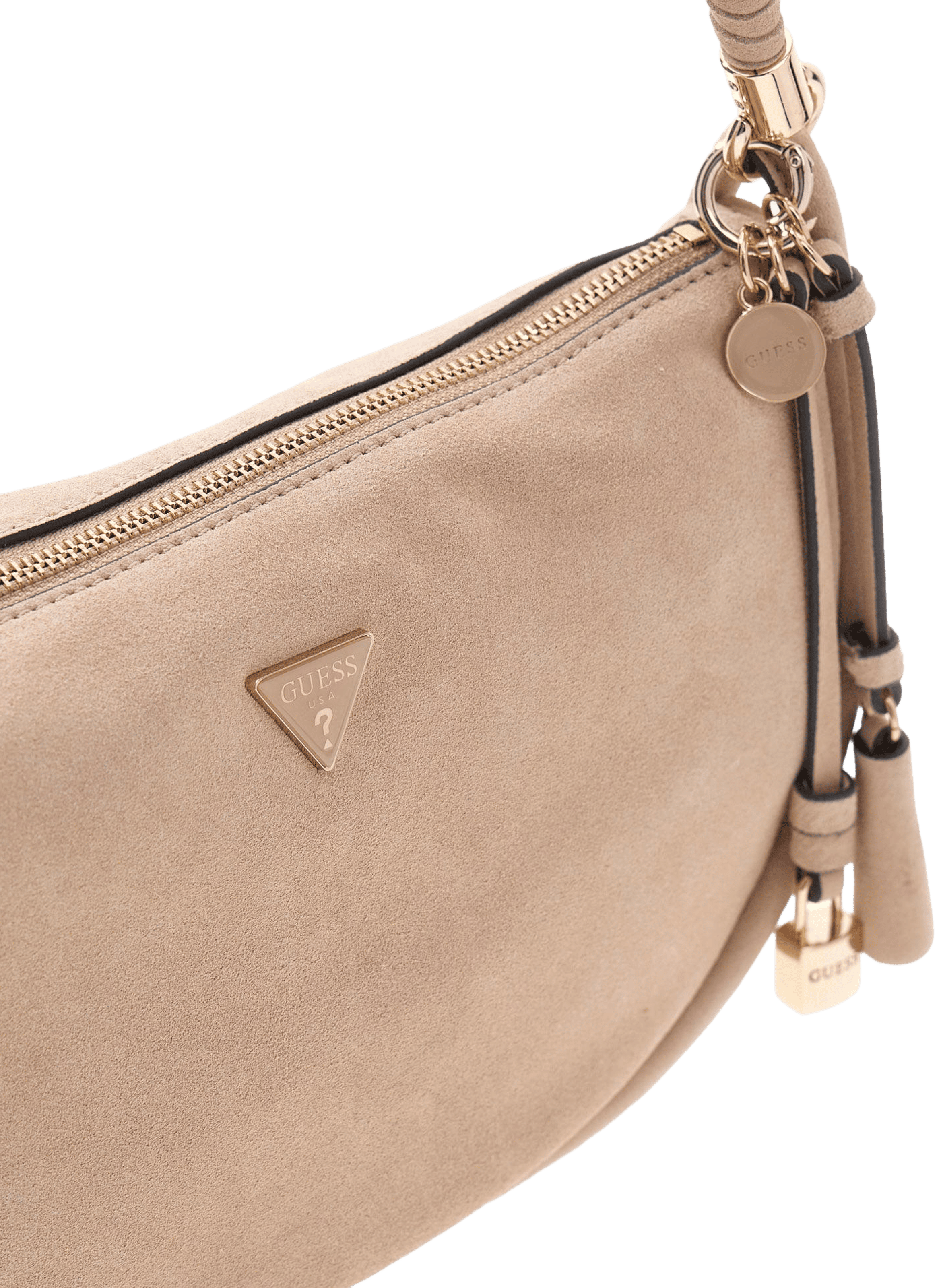 Borsa a mano in pelle grana. GUESS Beige