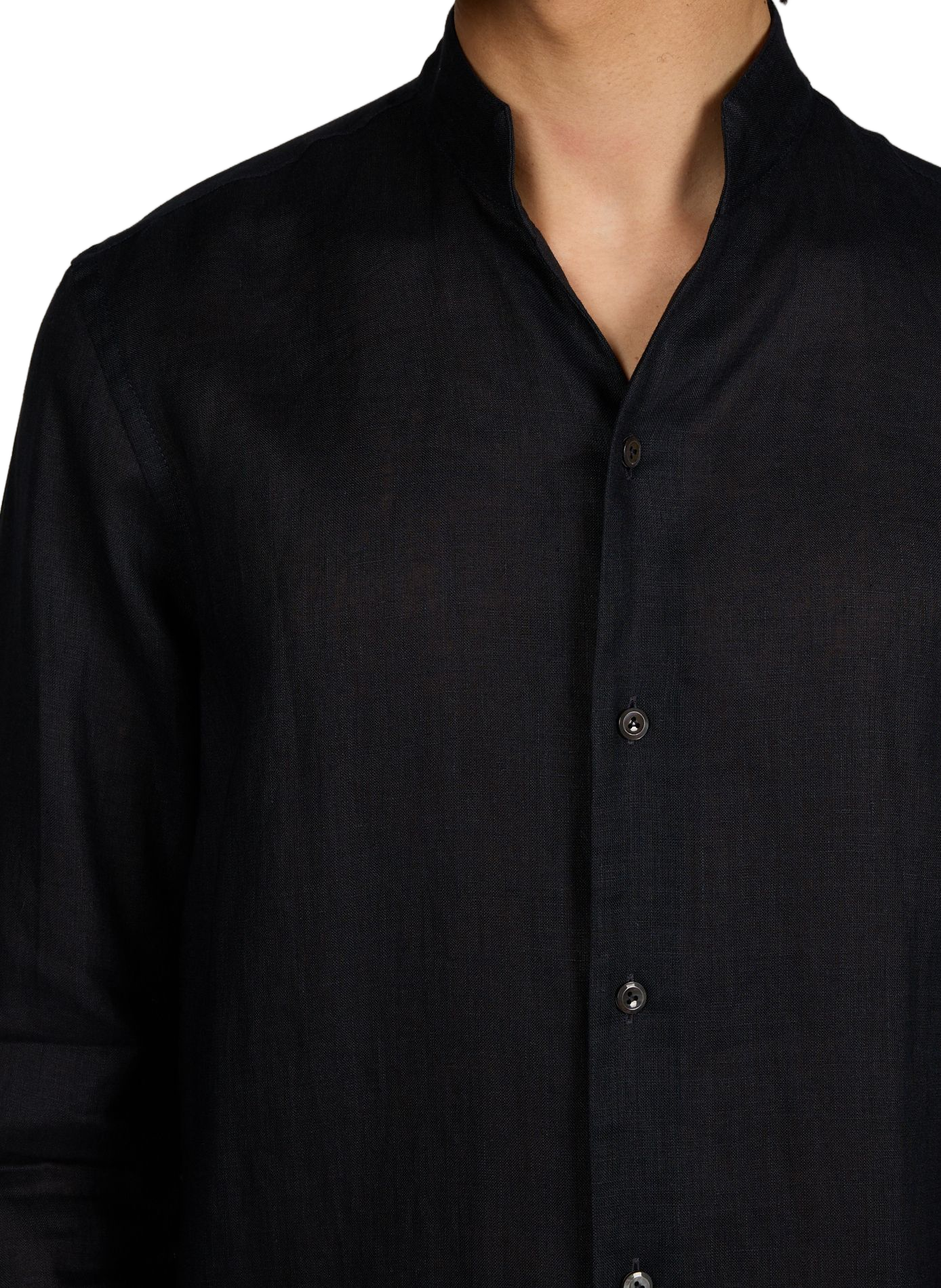 Chemise droite en lin Bleu