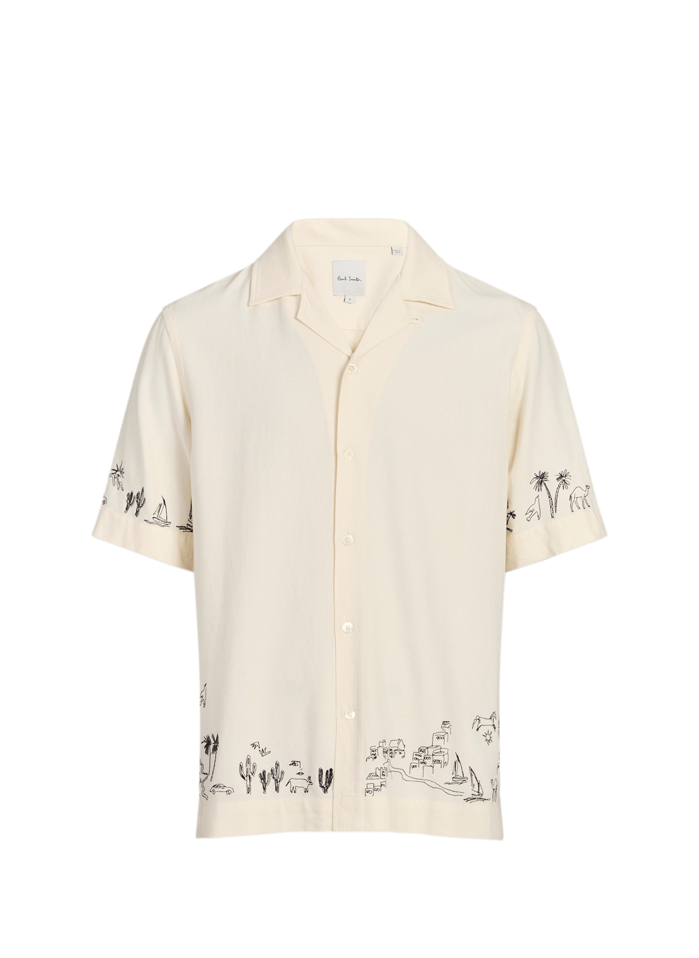 Straight embroidered shirt with short sleeves PAUL SMITH Beige