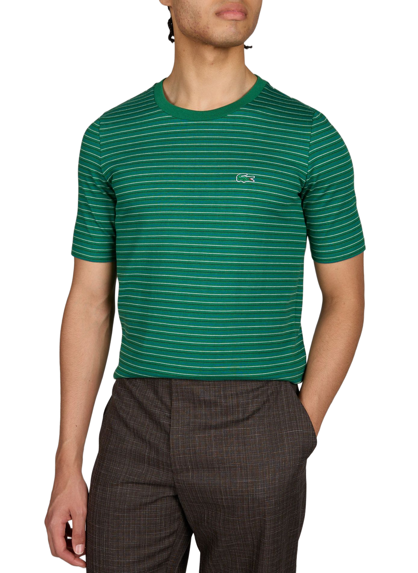 T-shirt à rayures en coton LACOSTE Vert
