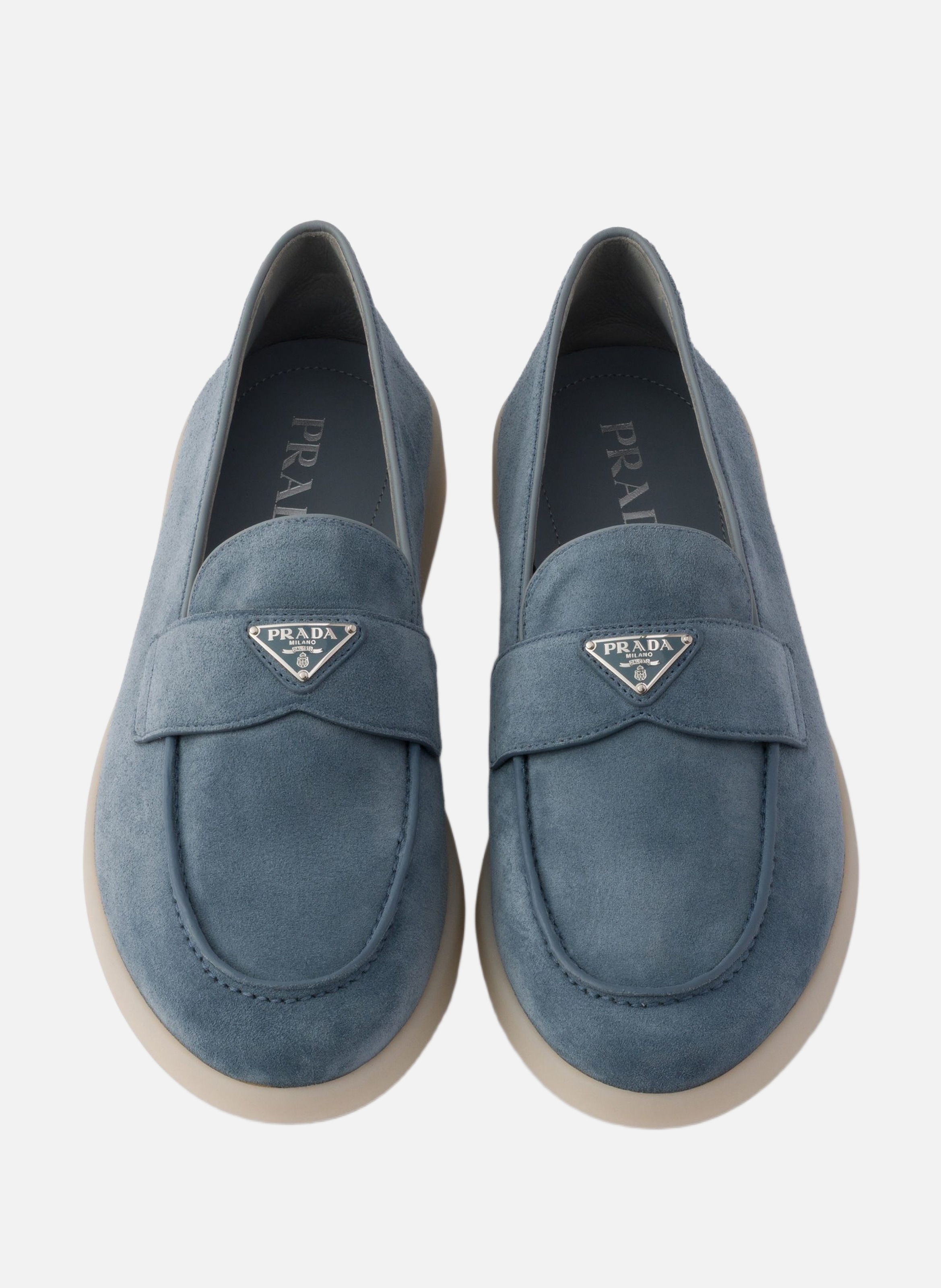 Mocassins en veau velours PRADA Bleu