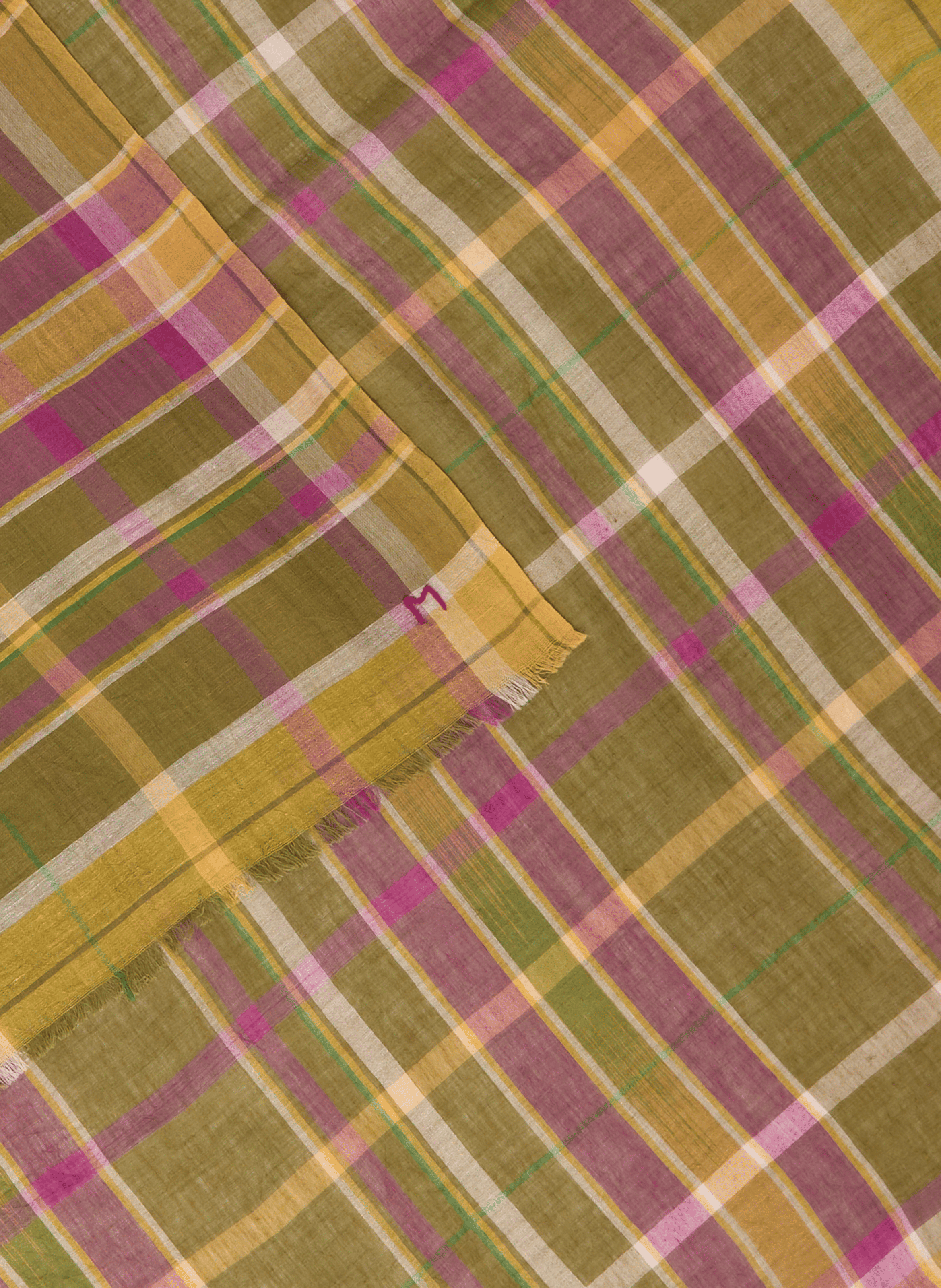 Foulard Mésange à carreaux en coton MOISMONT Vert