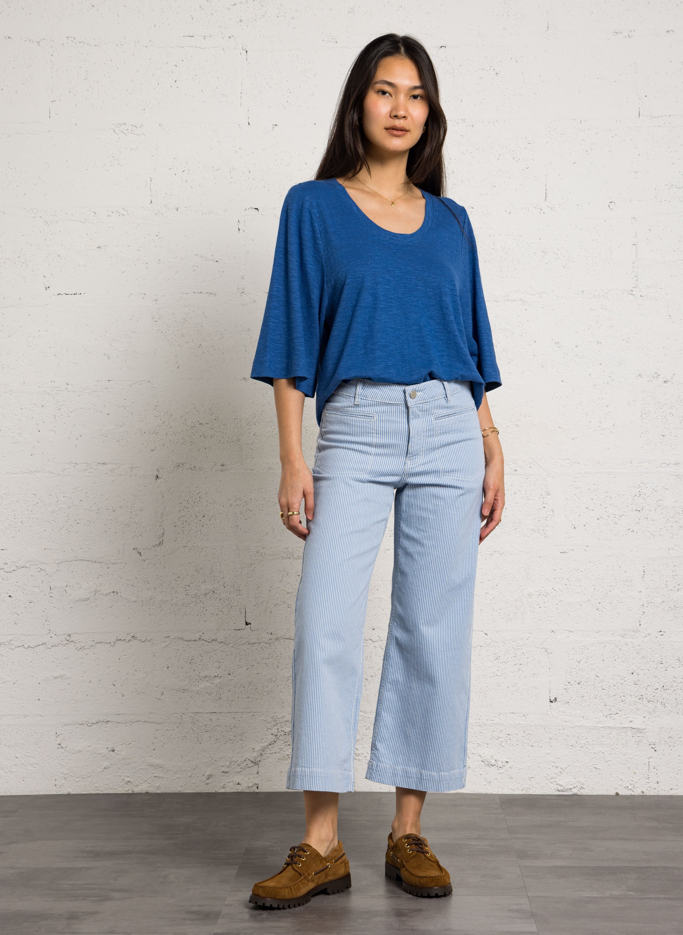 Tee-shirt col rond liana Bleu