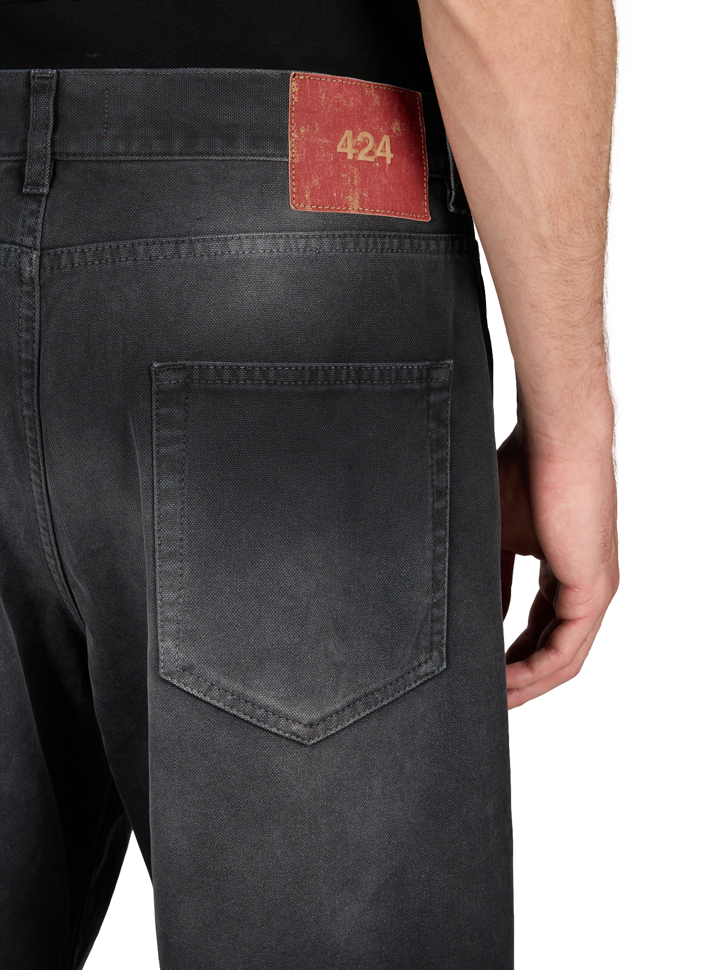 Denim five-pocket washed cotton jeans | Black 424 Men