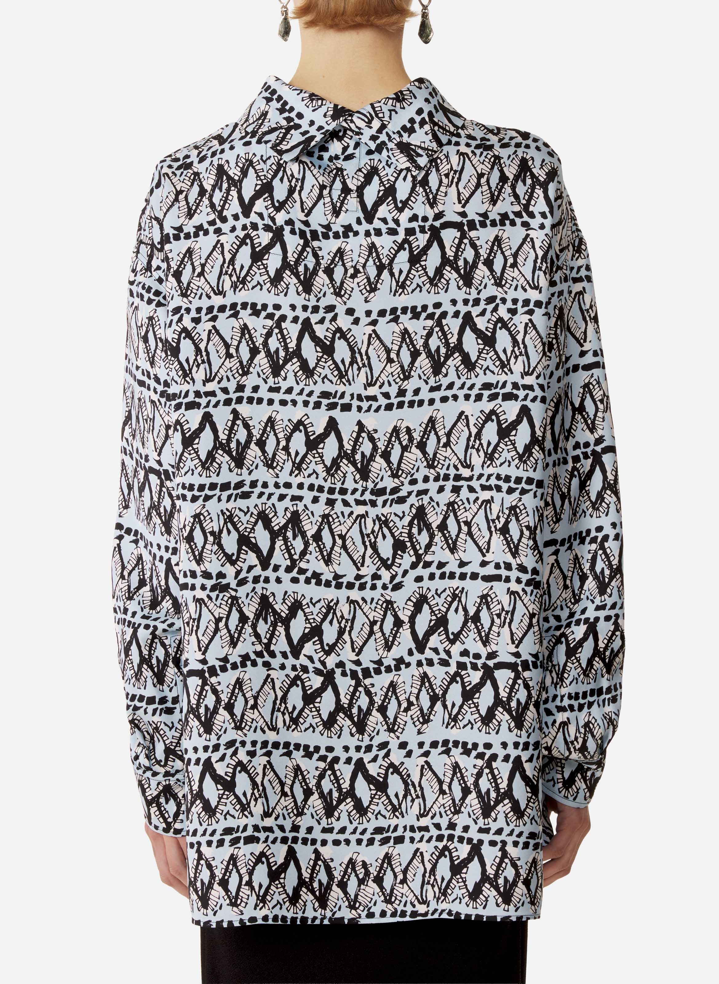 Haut col montant en soie imprimée LANVIN Bleu