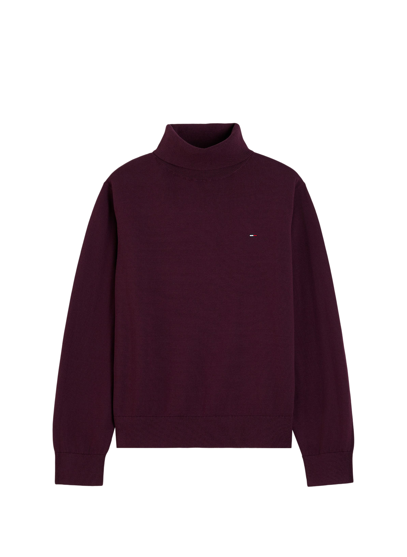 Straight fit ribbed turtleneck in cotton TOMMY HILFIGER Red