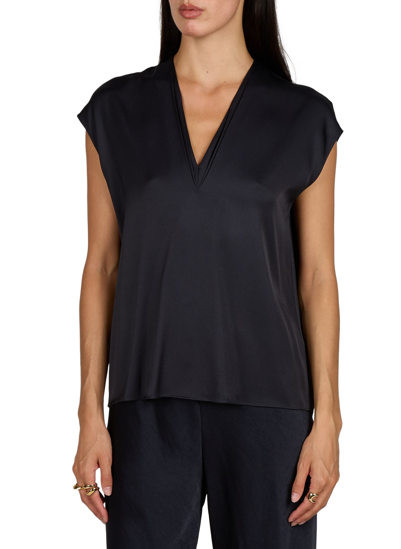 Satin V-neck Top VINCE Blue