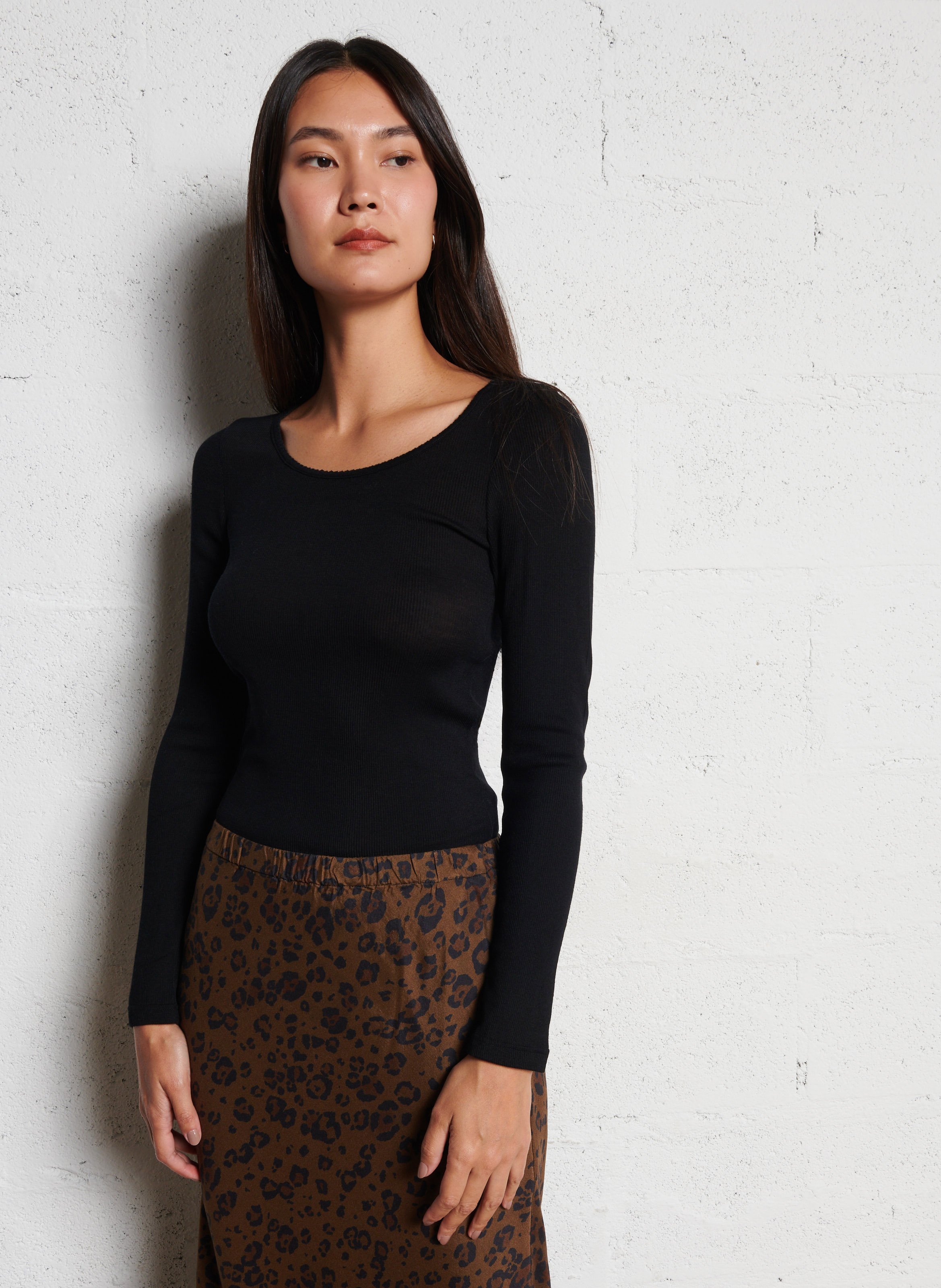 Tee-shirt manches longues uni ARMOR-LUX Noir