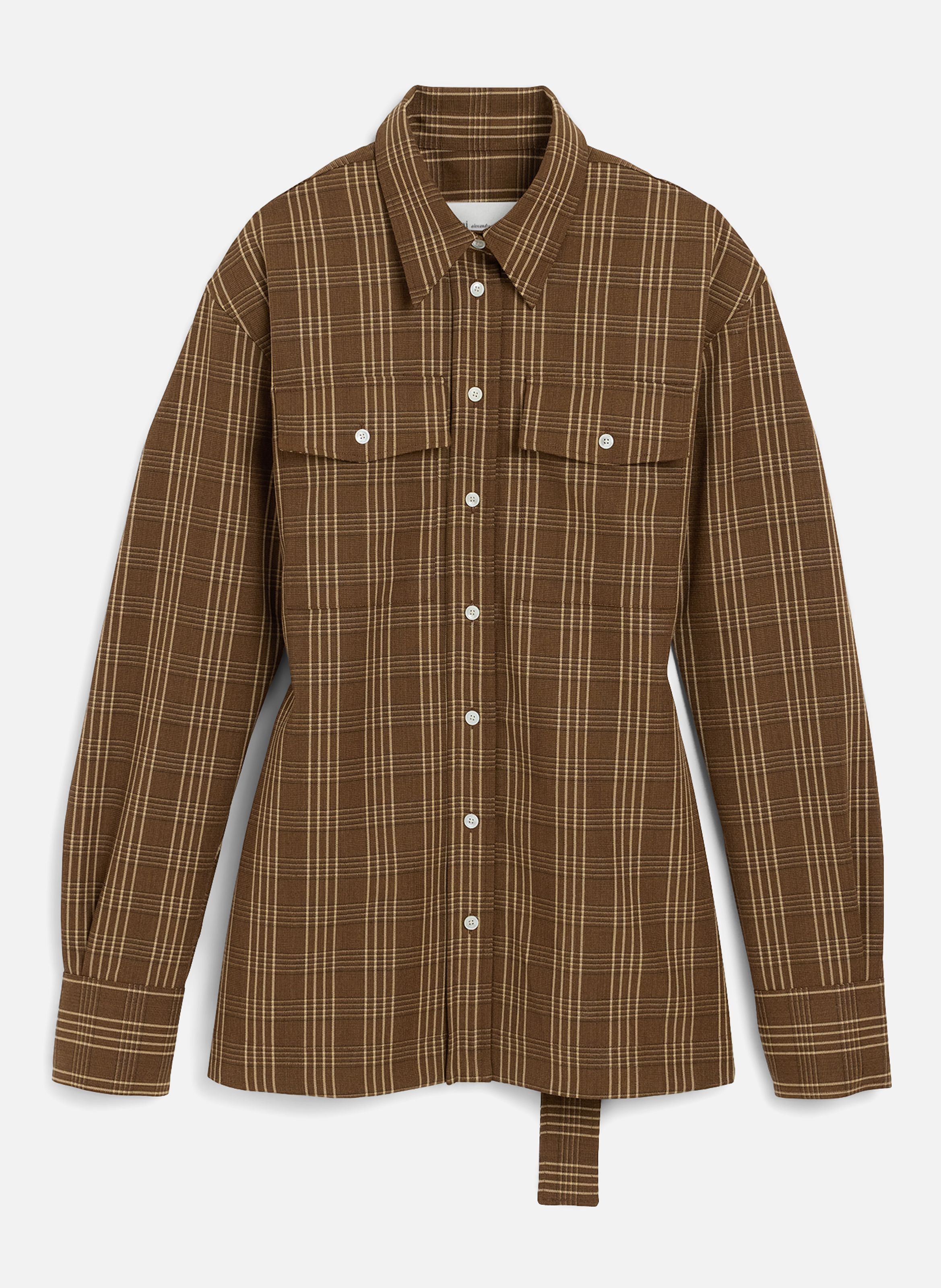Chemise à carreaux cintrée en laine AMI PARIS Marron