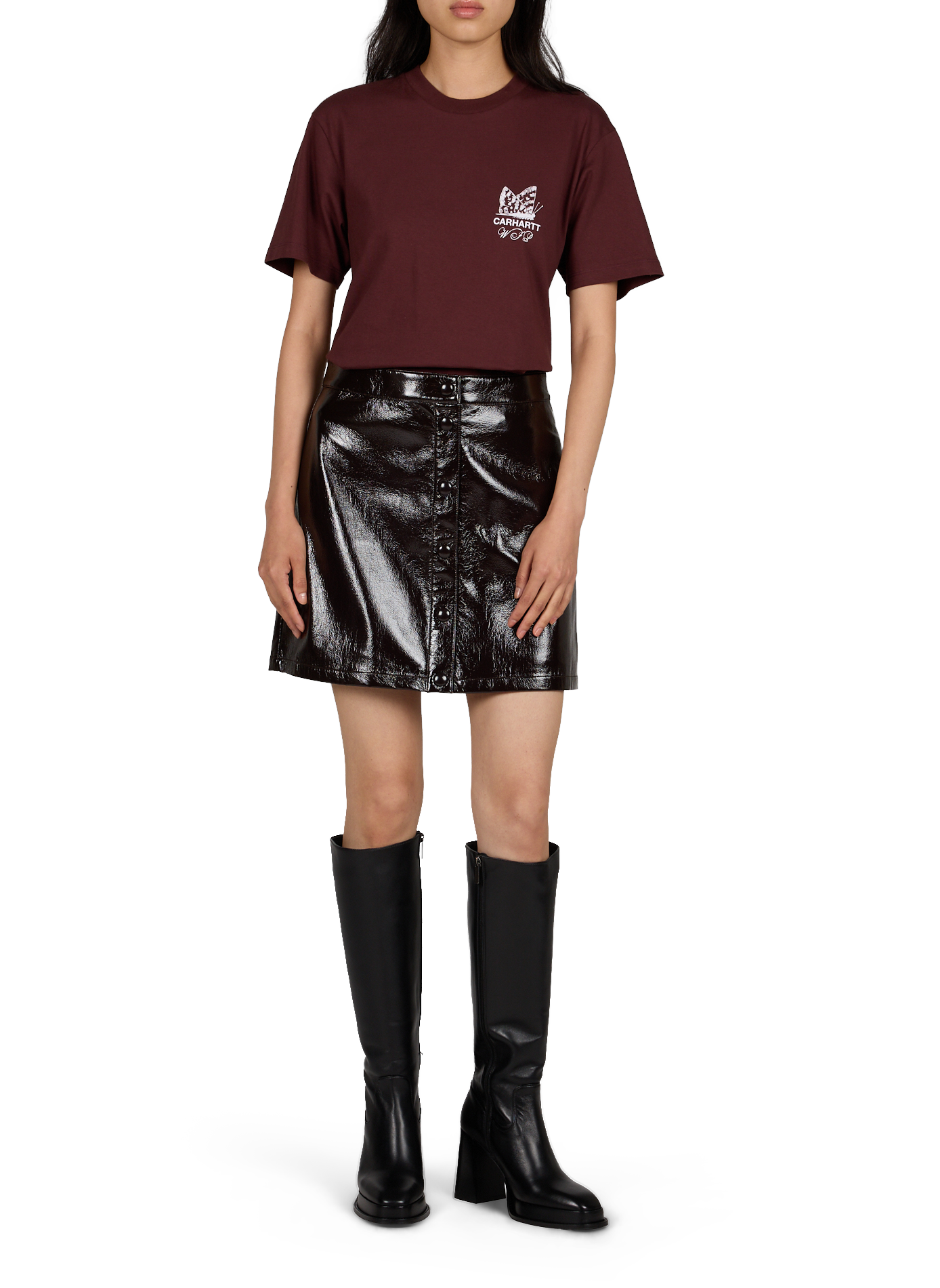 Short vinyl skirt BERENICE Brown