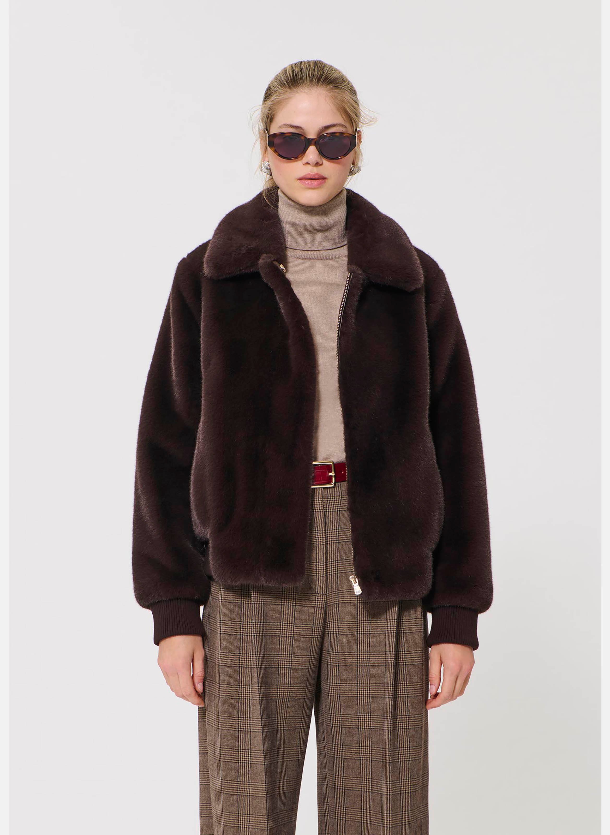 Blouson fausse fourrure bianca TARA JARMON Marron