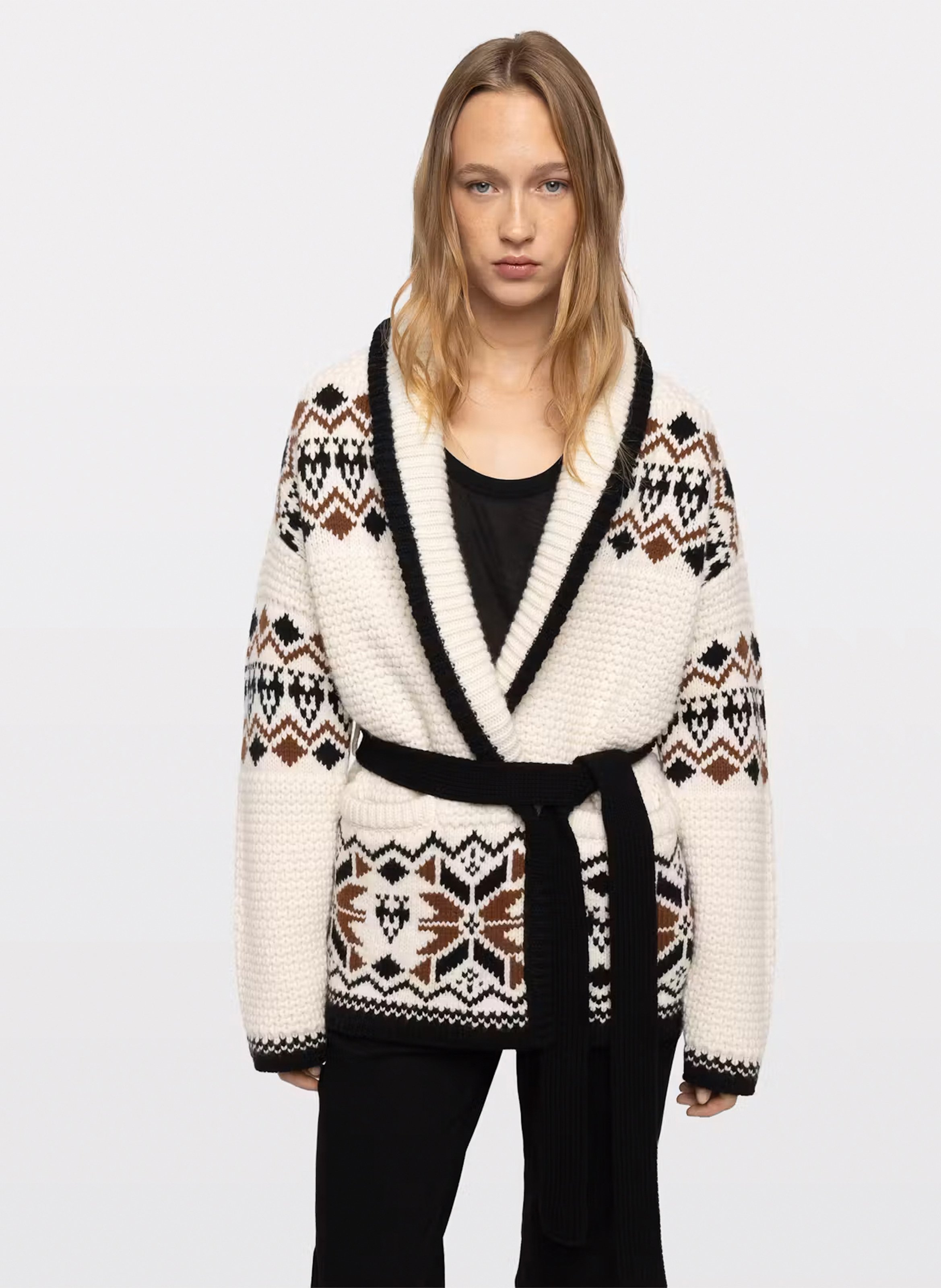 Ceintuurjas met Erra-print van wol en kasjmier ZADIG&VOLTAIRE Beige