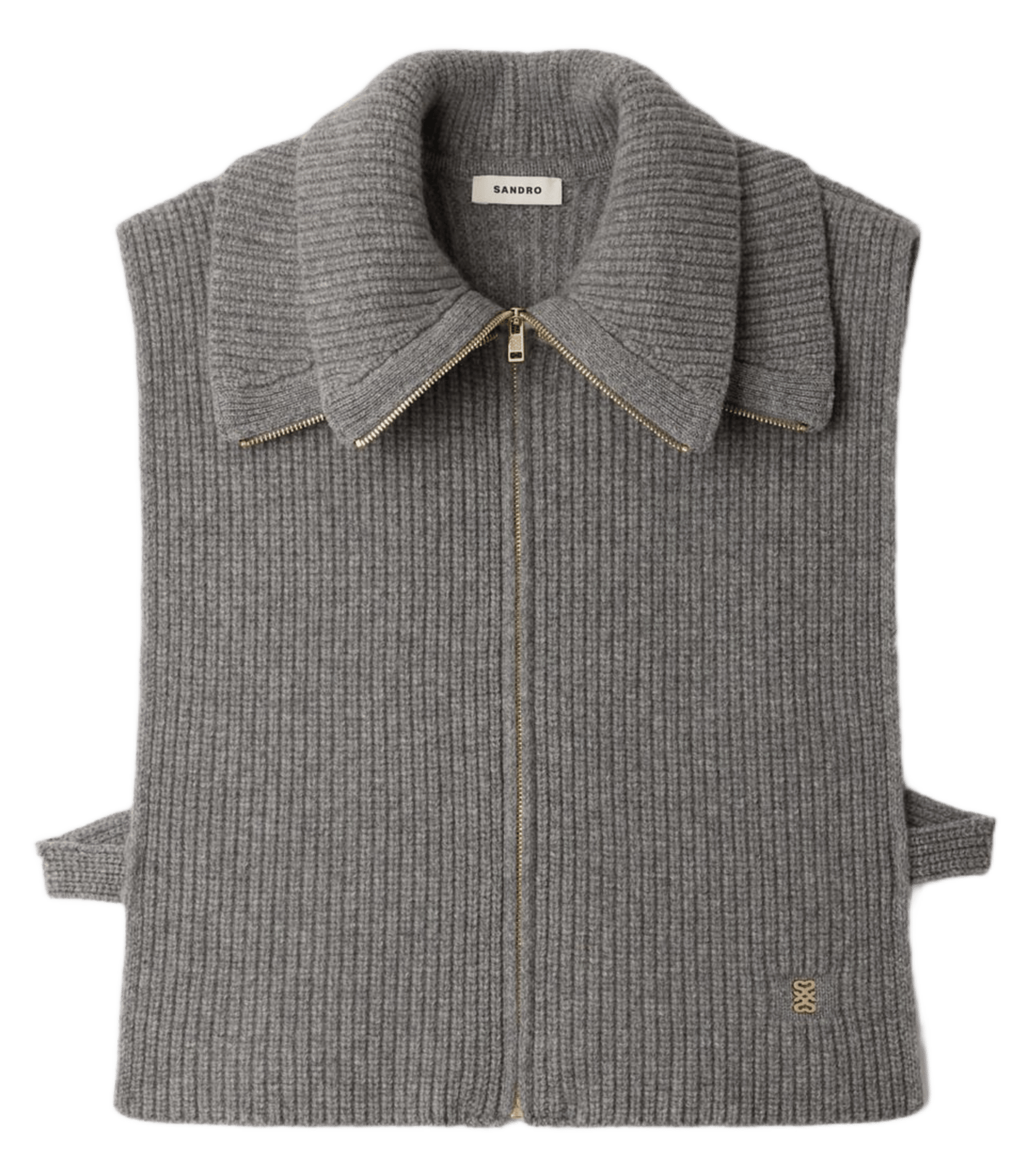 Gilet droit en laine SANDRO Gris