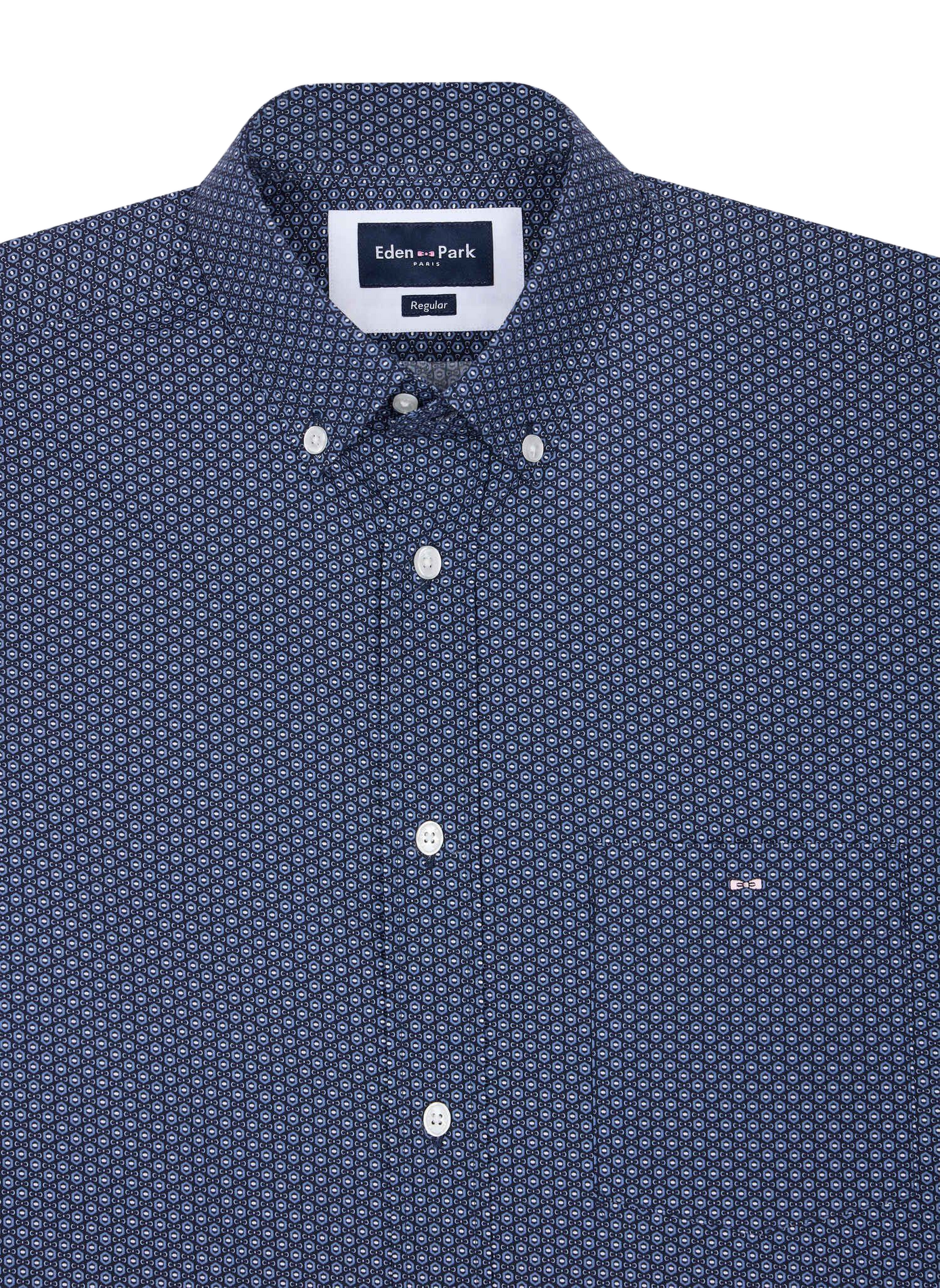 Straight Cotton Shirt with Pattern EDEN PARK Blue