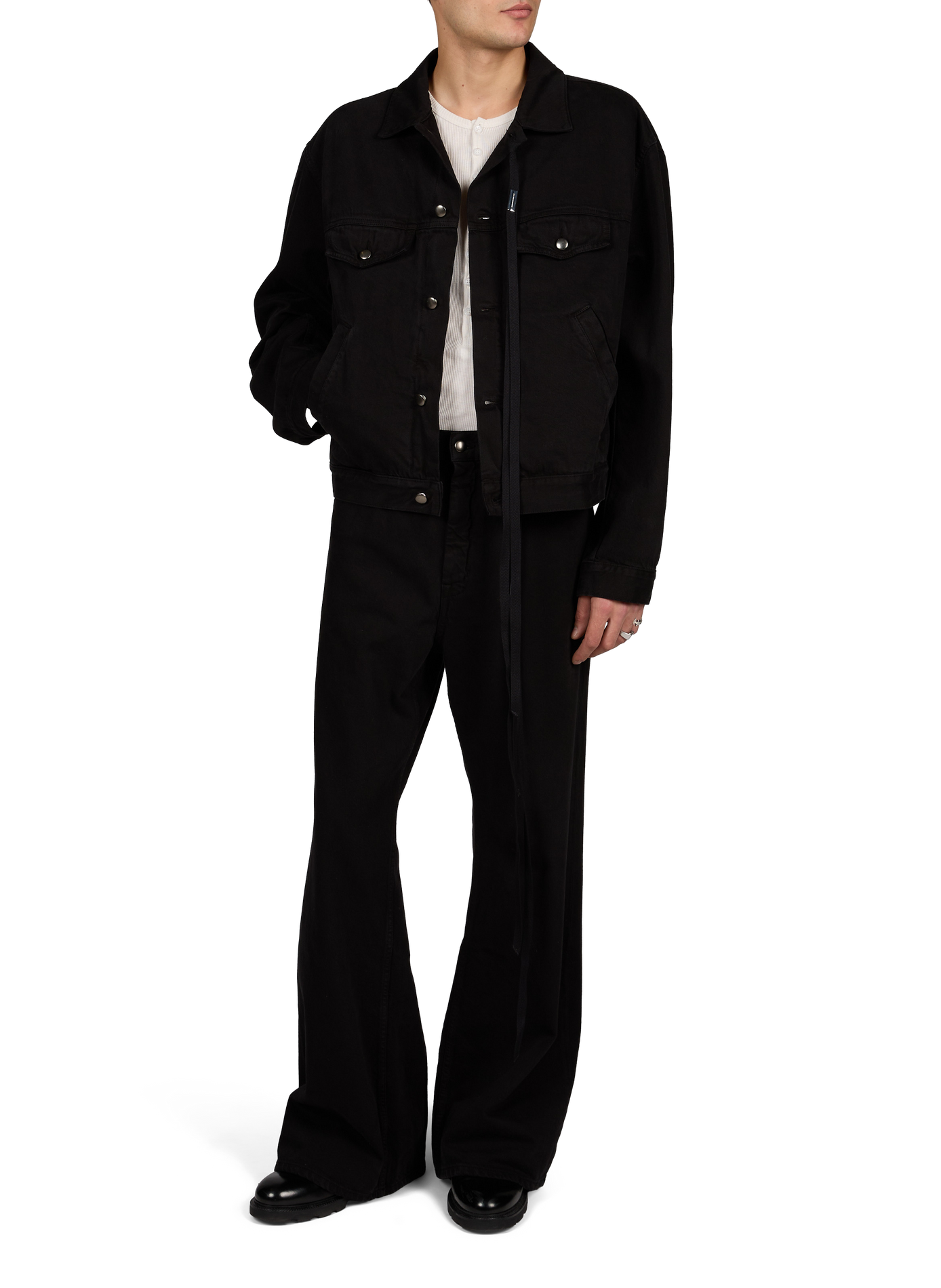 Wide-leg cotton jeans ANN DEMEULEMEESTER Black