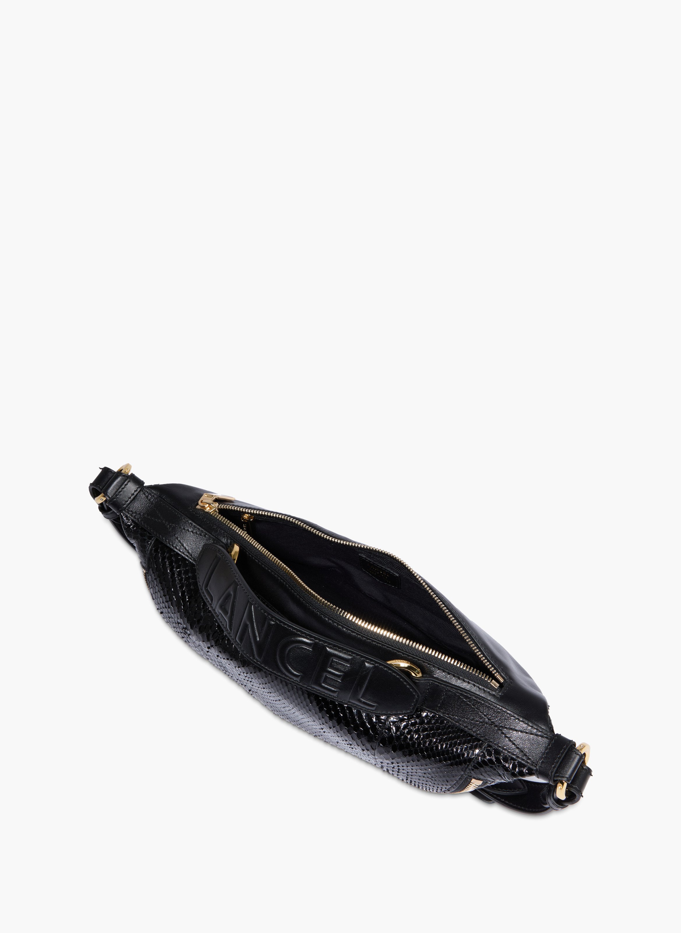 Sac origami porté croisé noir en python et cuir de vachette LANCEL Noir