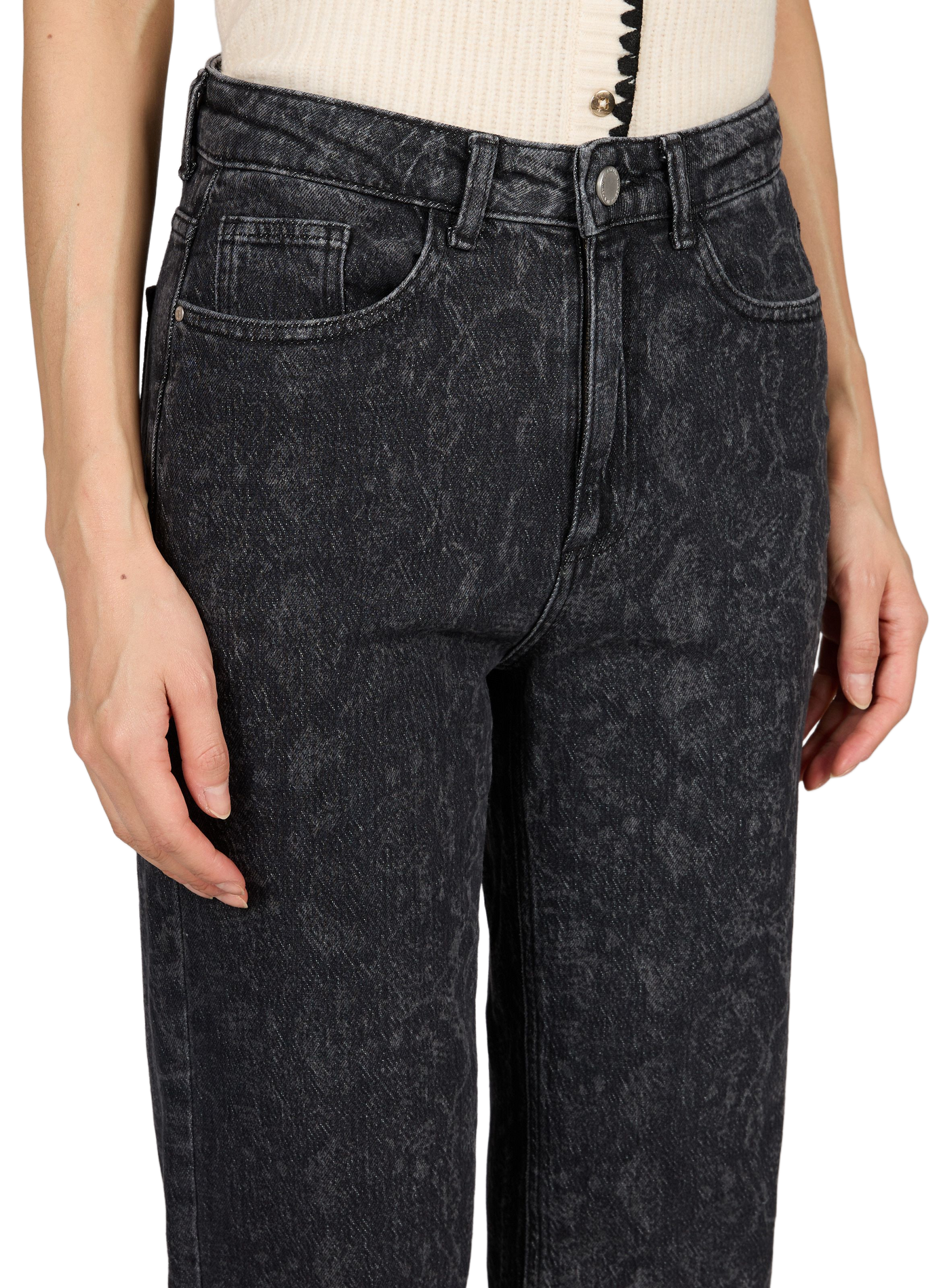 Straight-leg printed jeans in a cotton blend VILA Grey