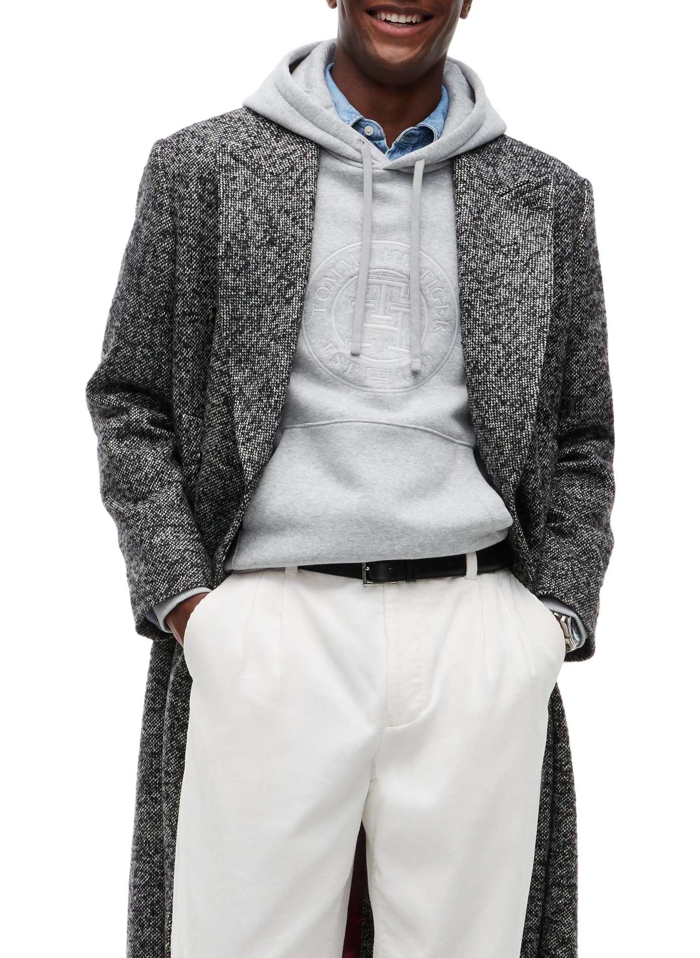 Long wool-blend coat TOMMY HILFIGER Grey