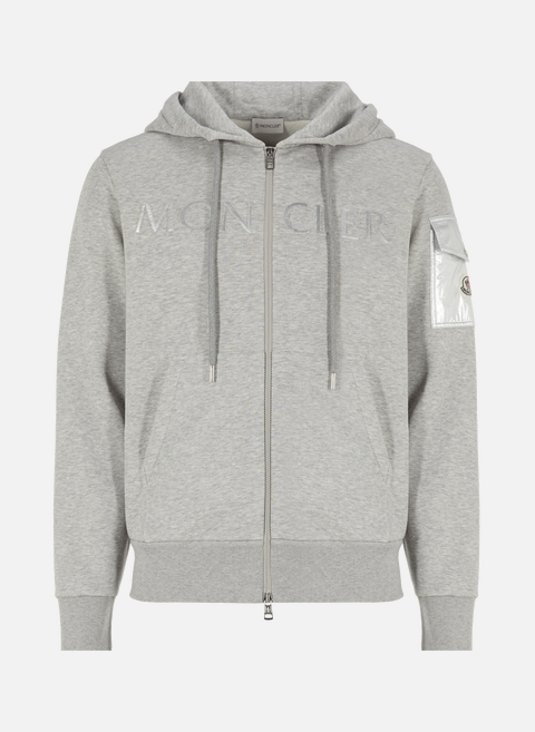 Zipped cotton hoodie GrayMONCLER 