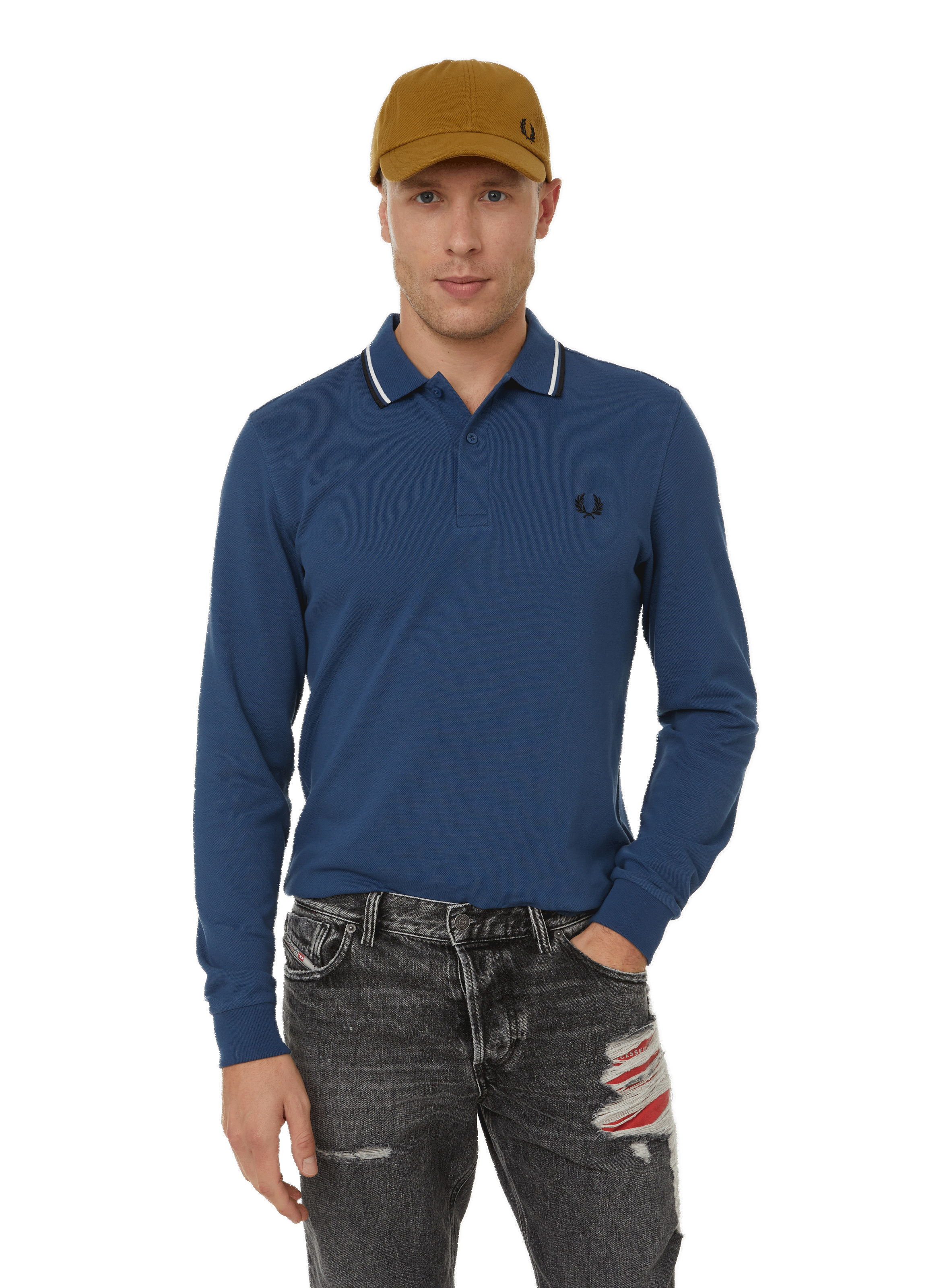 Polo à manches longues en coton piqué